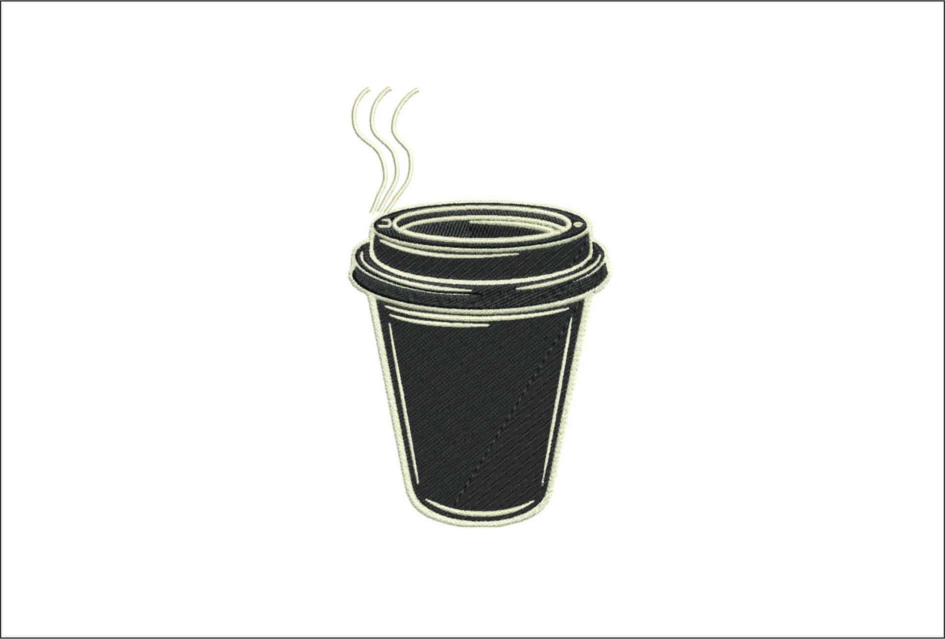 Coffee cup and Steam- Elegant embroidery design file - instant download