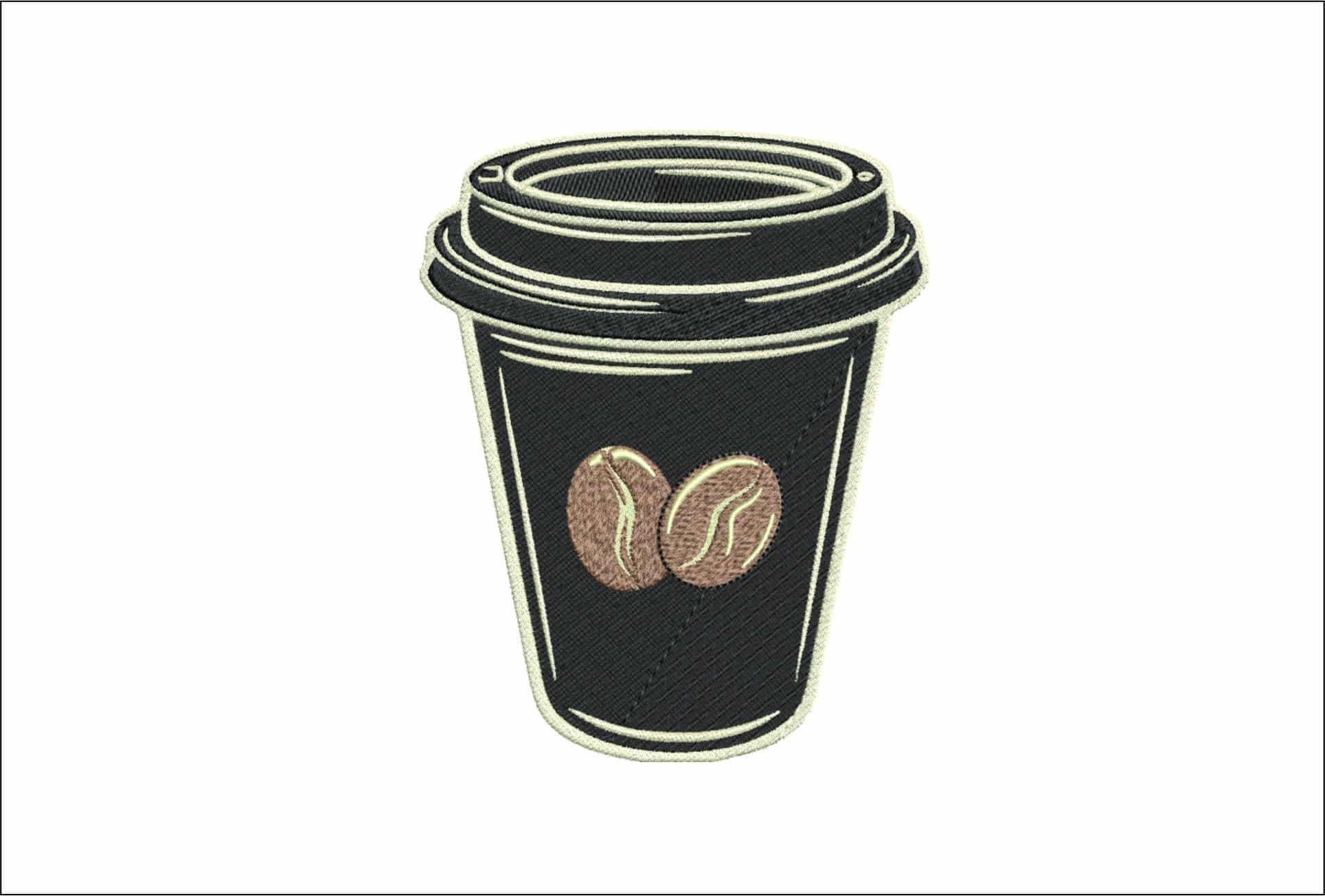 Coffee Cup with Beans- Elegant embroidery design file - instant download