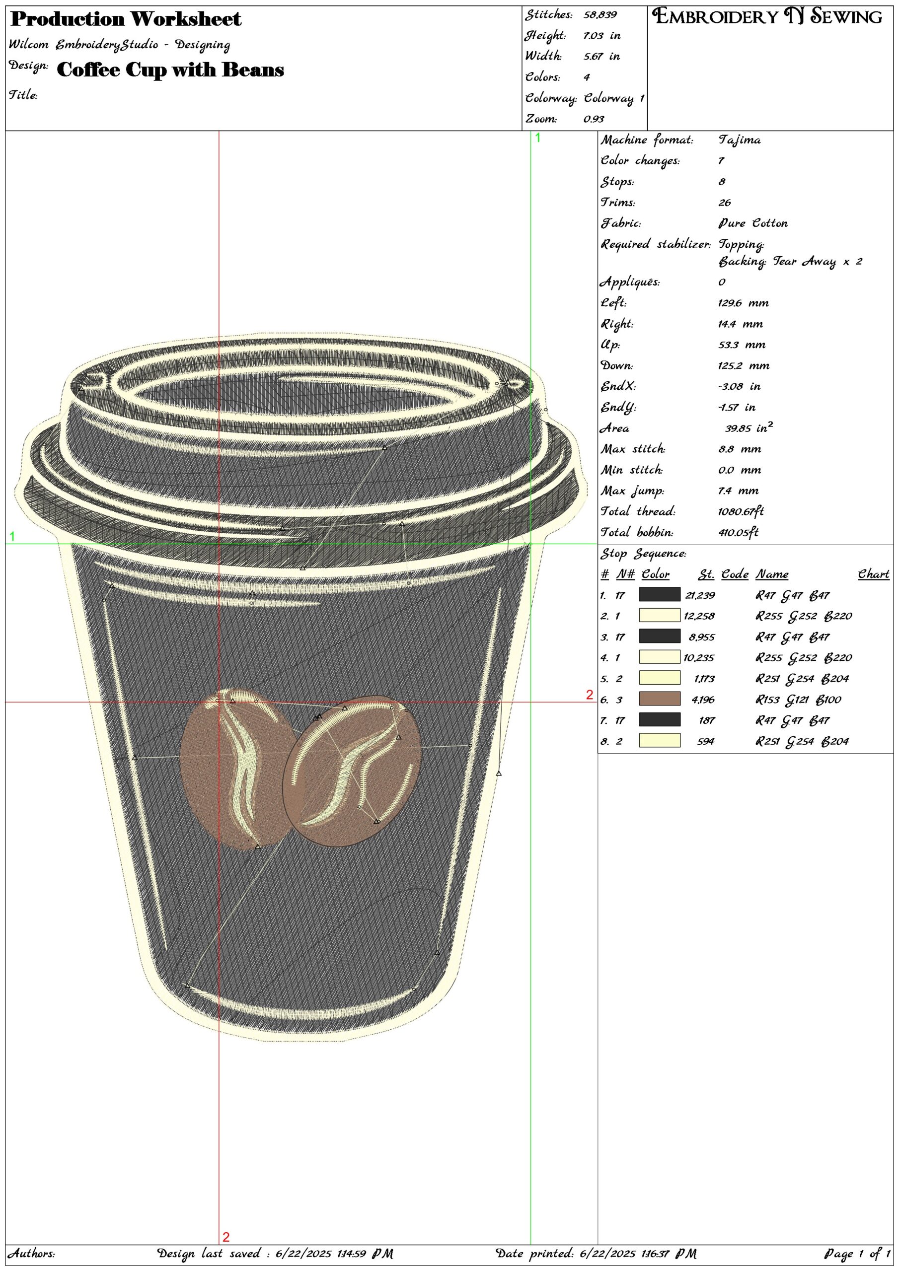 Coffee Cup with Beans- Elegant embroidery design file - instant download — view 3