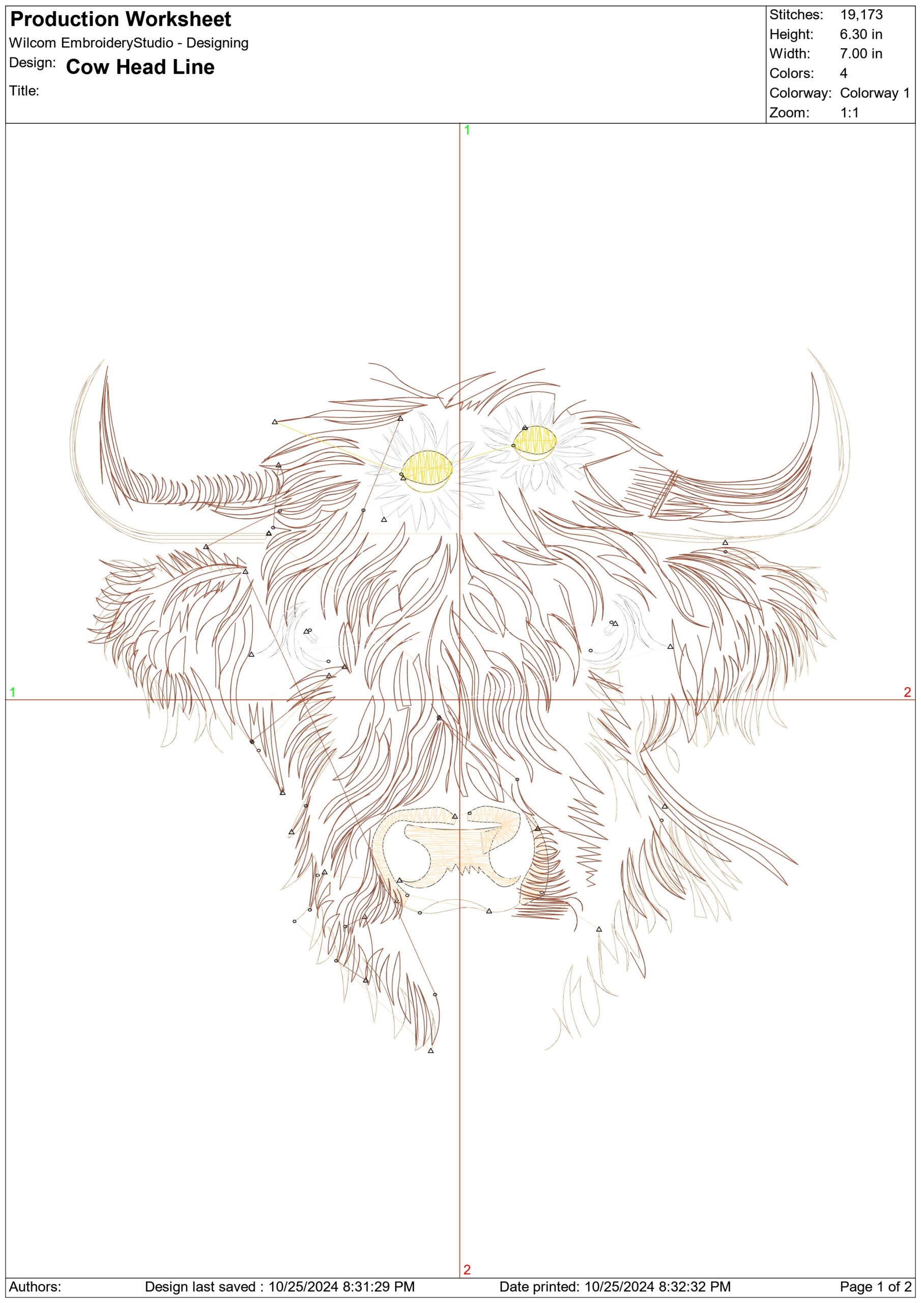 Cow Head- Elegant embroidery design file - instant download — view 3