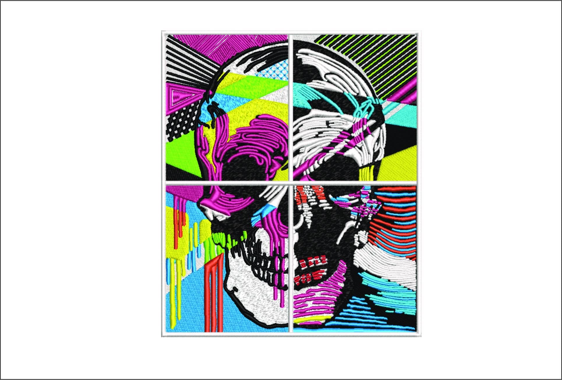 Colorful Skull- Elegant embroidery design file - instant download