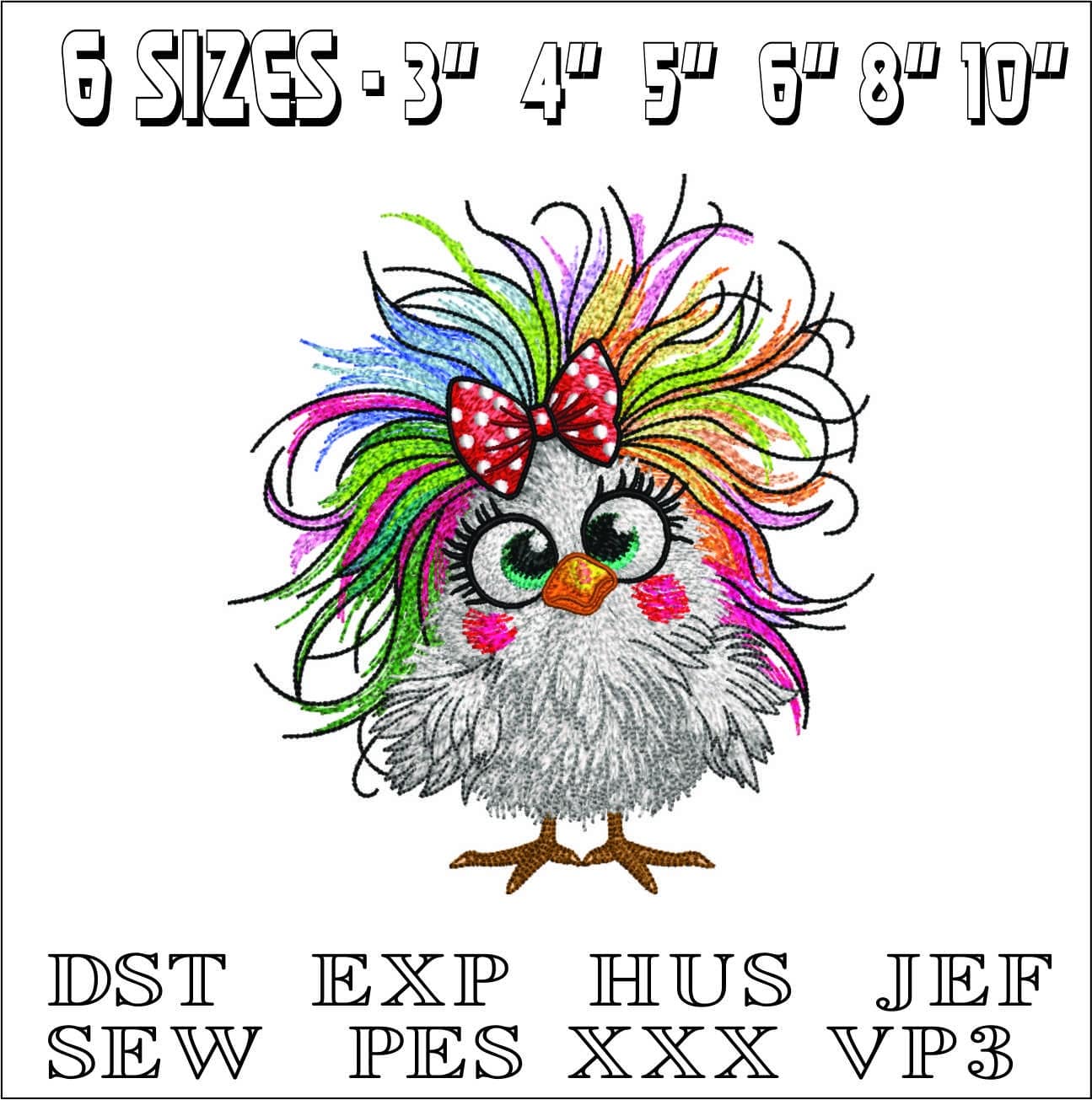Crazy Funny Chicken- Elegant embroidery design file - instant download — view 2