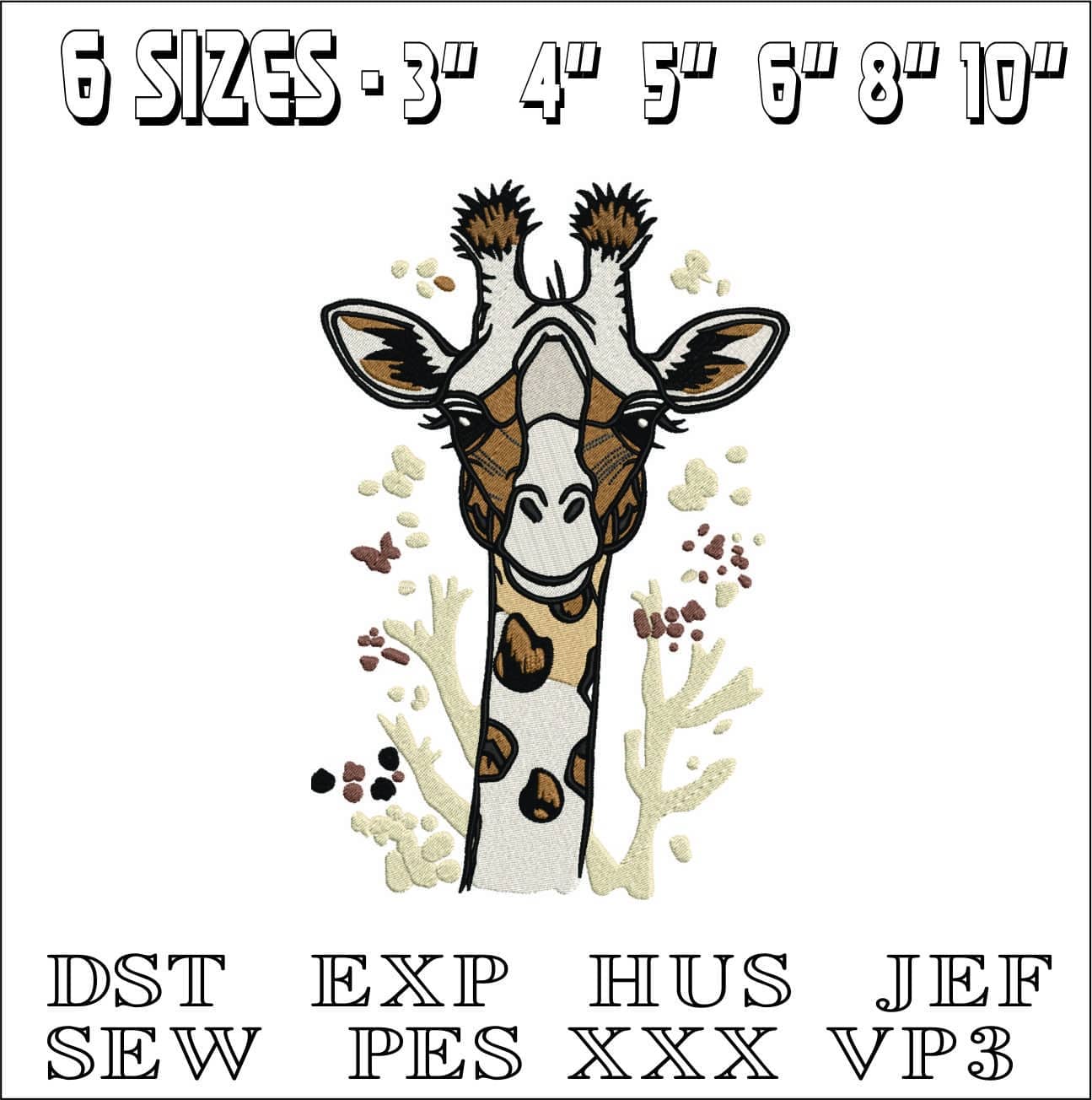 Cute Giraffe head- Elegant embroidery design file - instant download — view 2