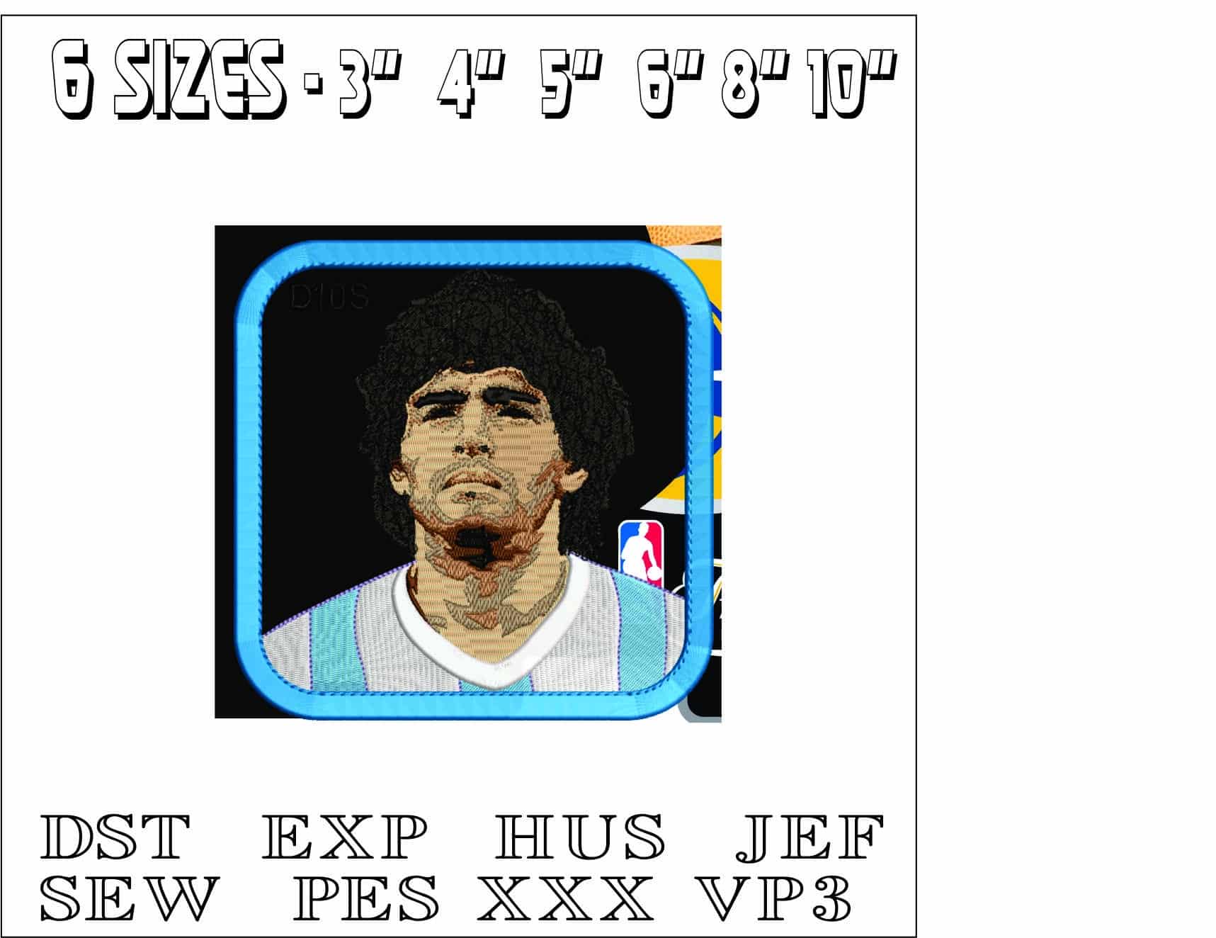 D10S Maradonna- Elegant embroidery design file - instant download — view 2
