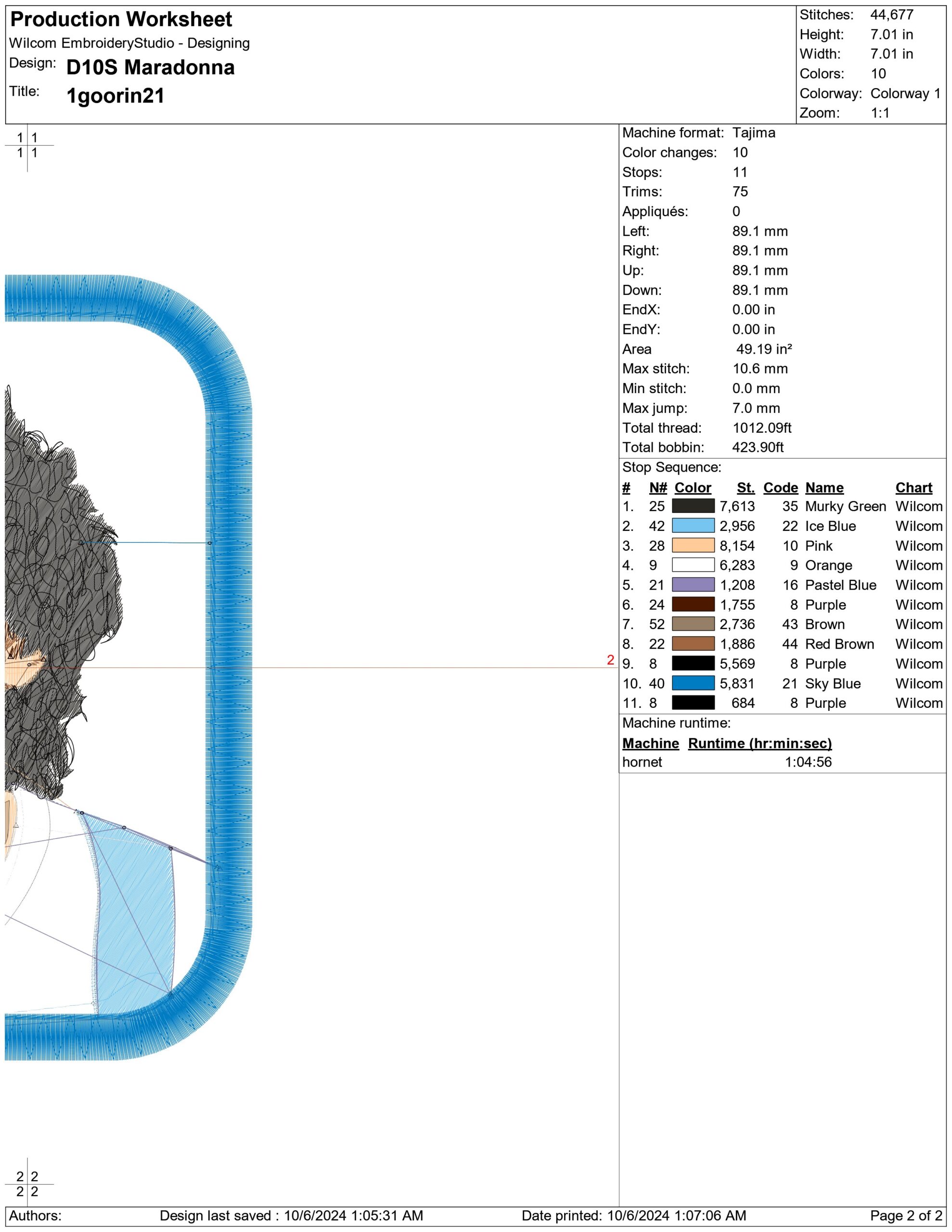 D10S Maradonna- Elegant embroidery design file - instant download — view 3