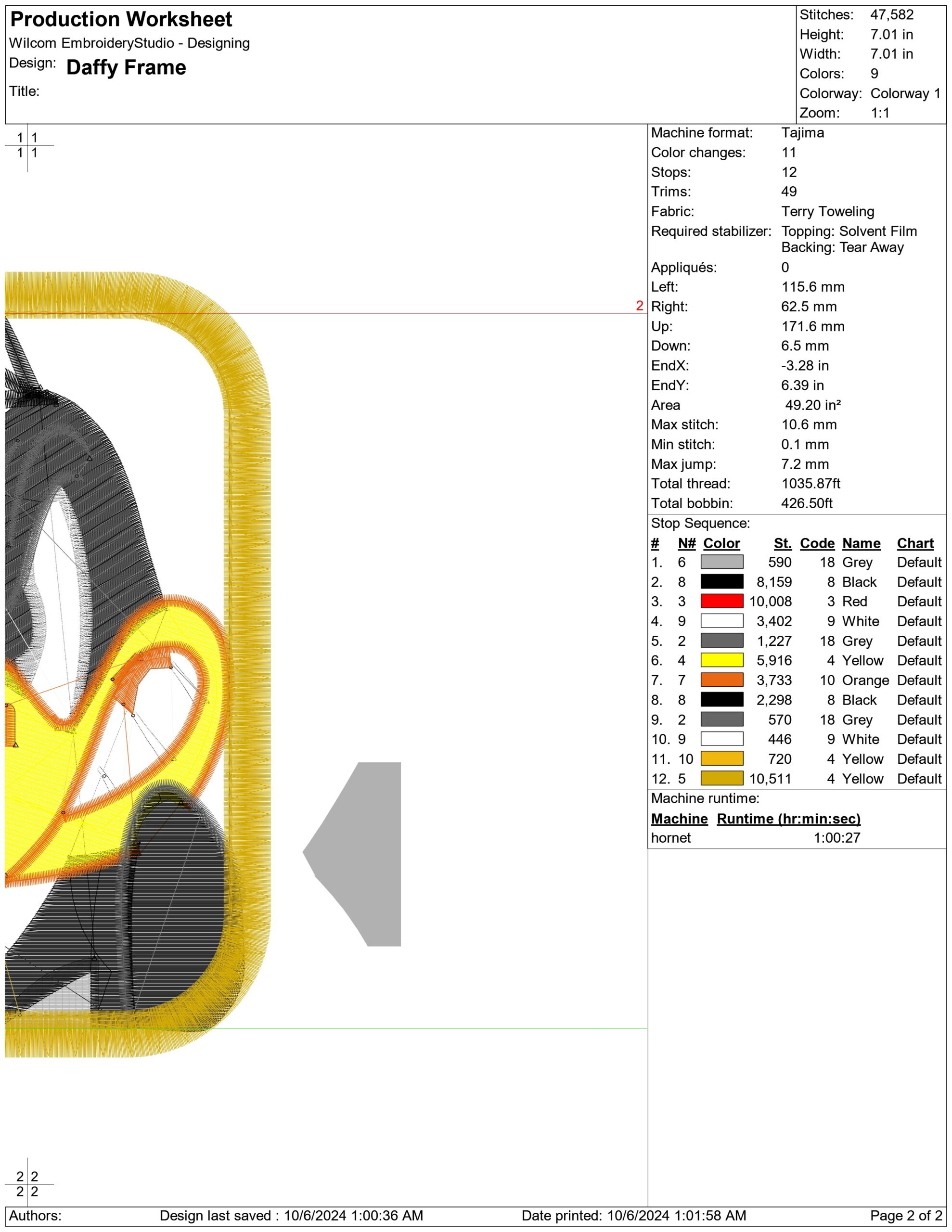 Daffy Frame- Elegant embroidery design file - instant download — view 3