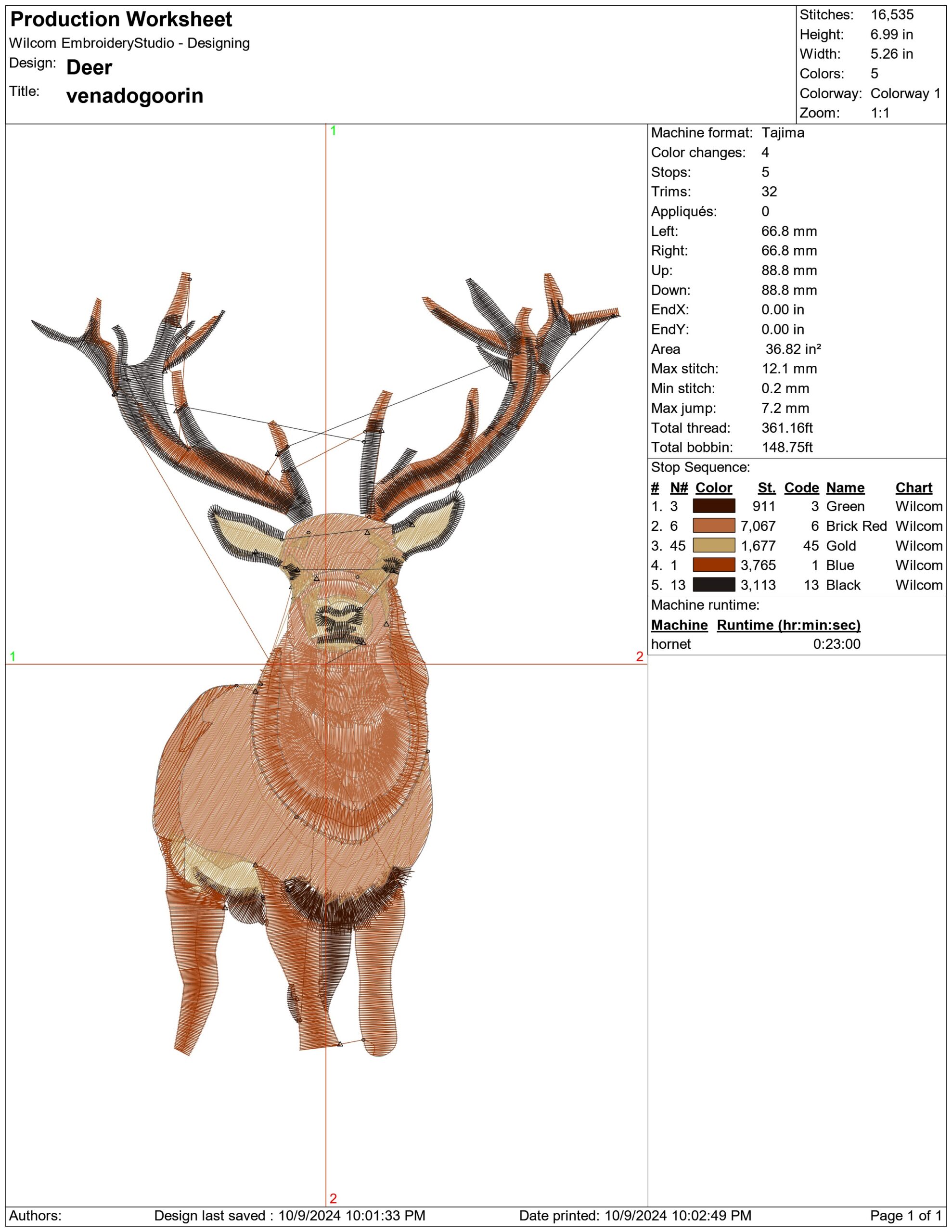 Deer- Elegant embroidery design file - instant download — view 3