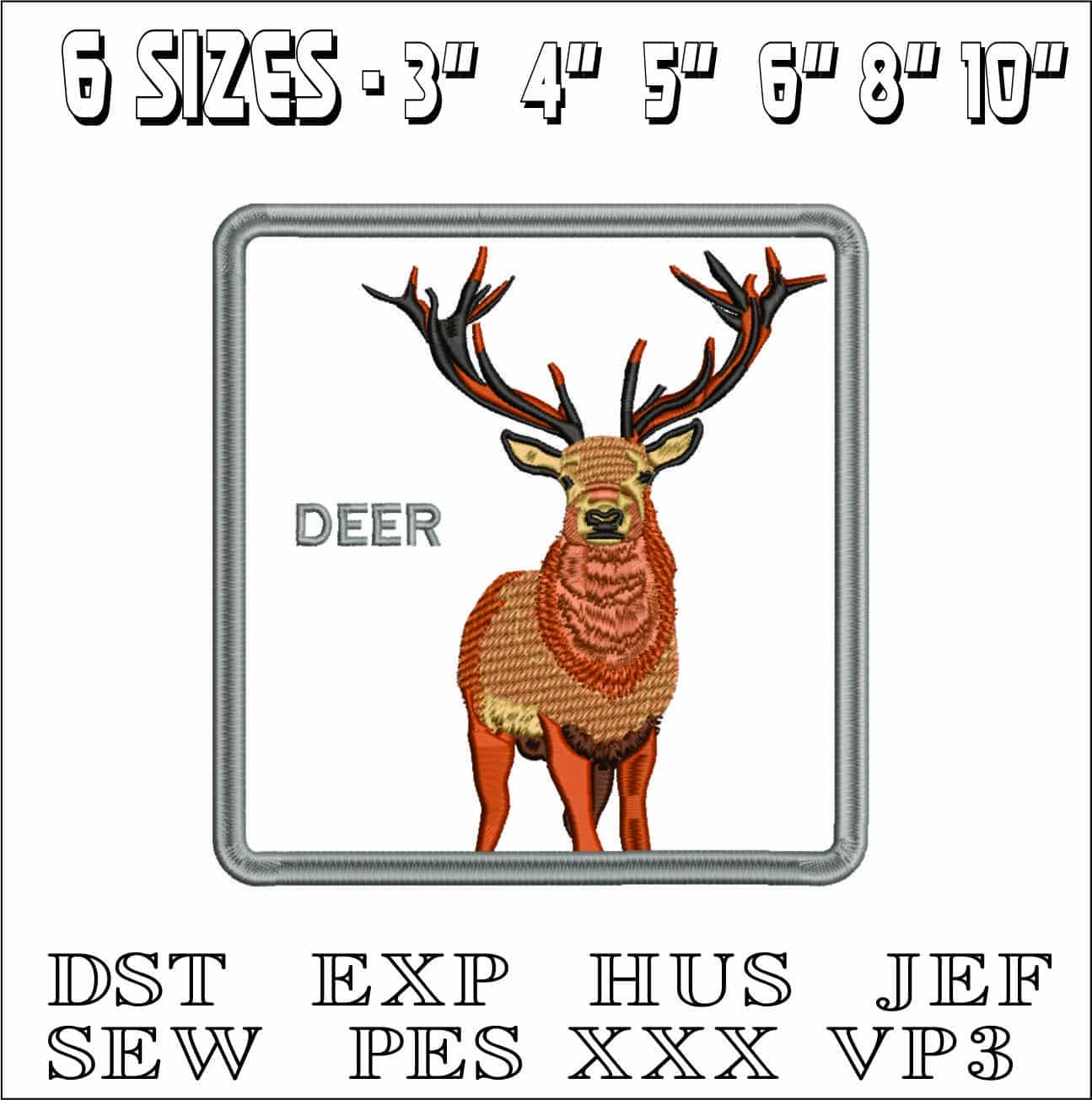 Deer Frame- Elegant embroidery design file - instant download — view 2