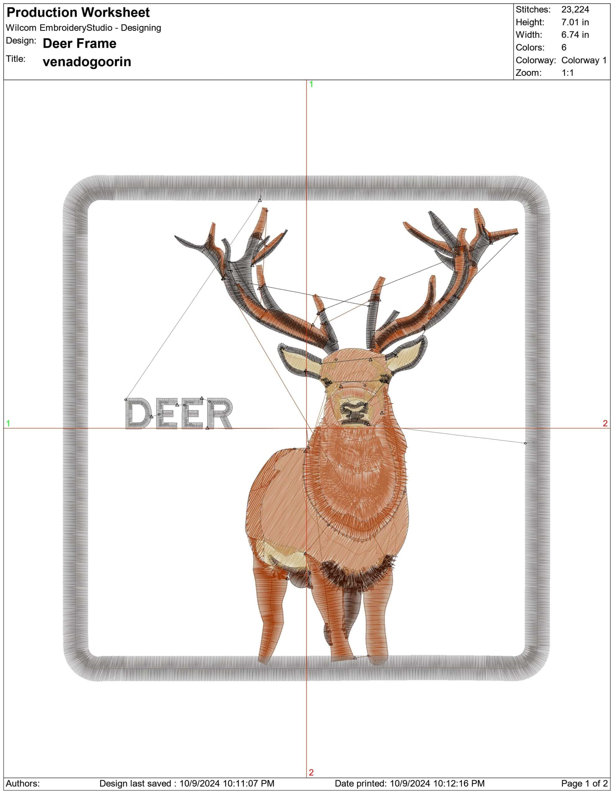Deer Frame- Elegant embroidery design file - instant download — view 3