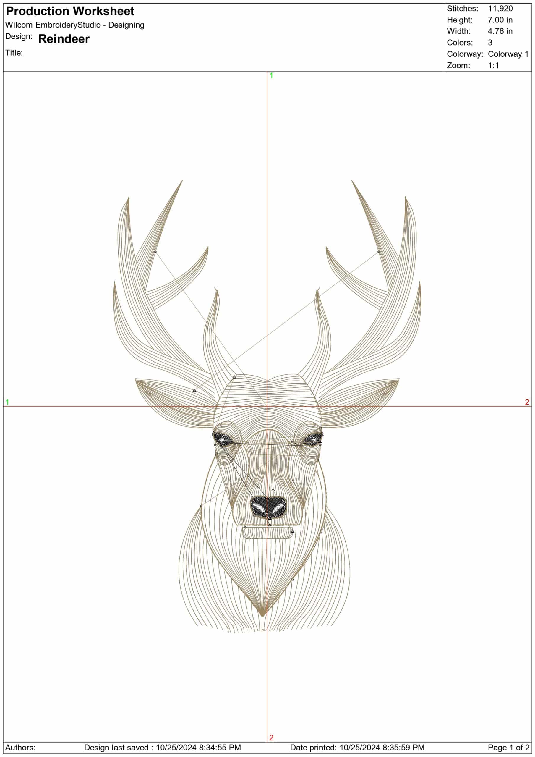 Deer Head- Elegant embroidery design file - instant download — view 4