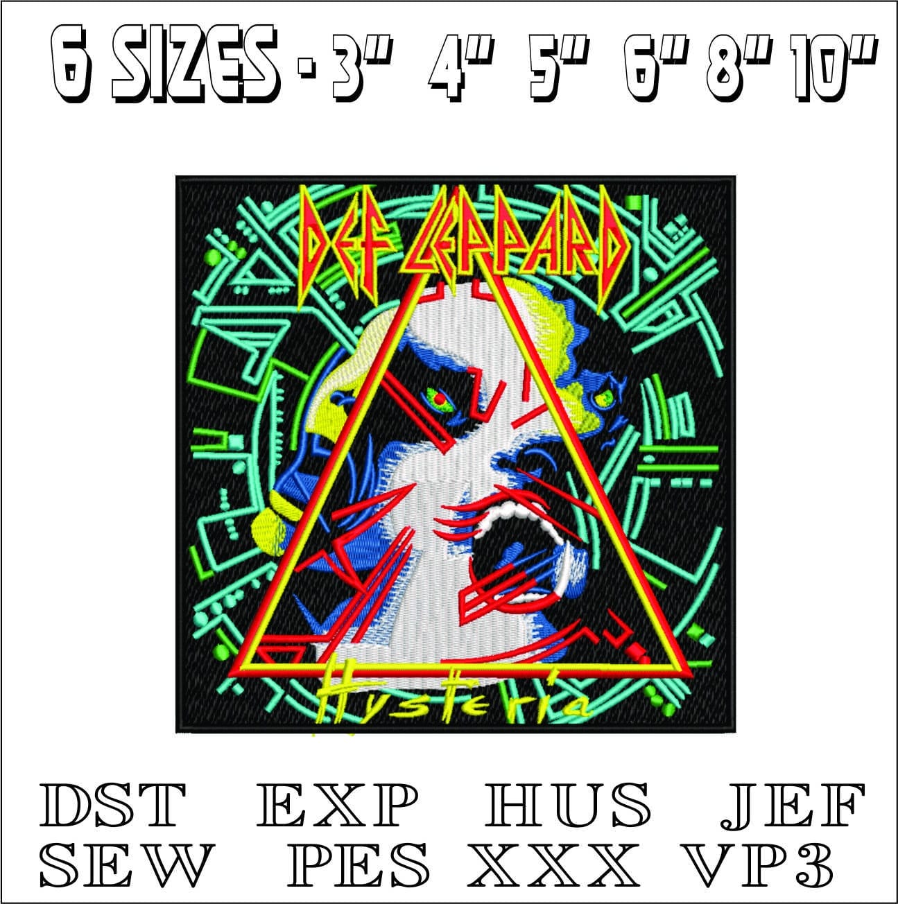 Def Leppard Hysteria- Elegant embroidery design file - instant download — view 2