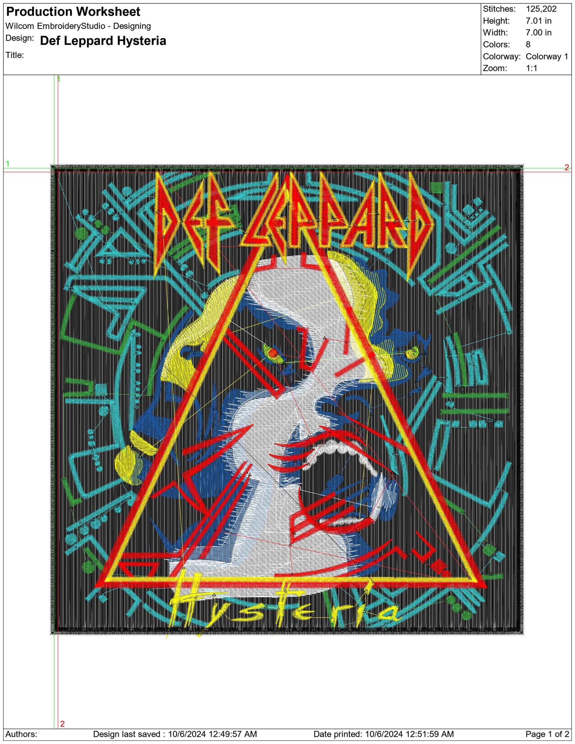 Def Leppard Hysteria- Elegant embroidery design file - instant download — view 4