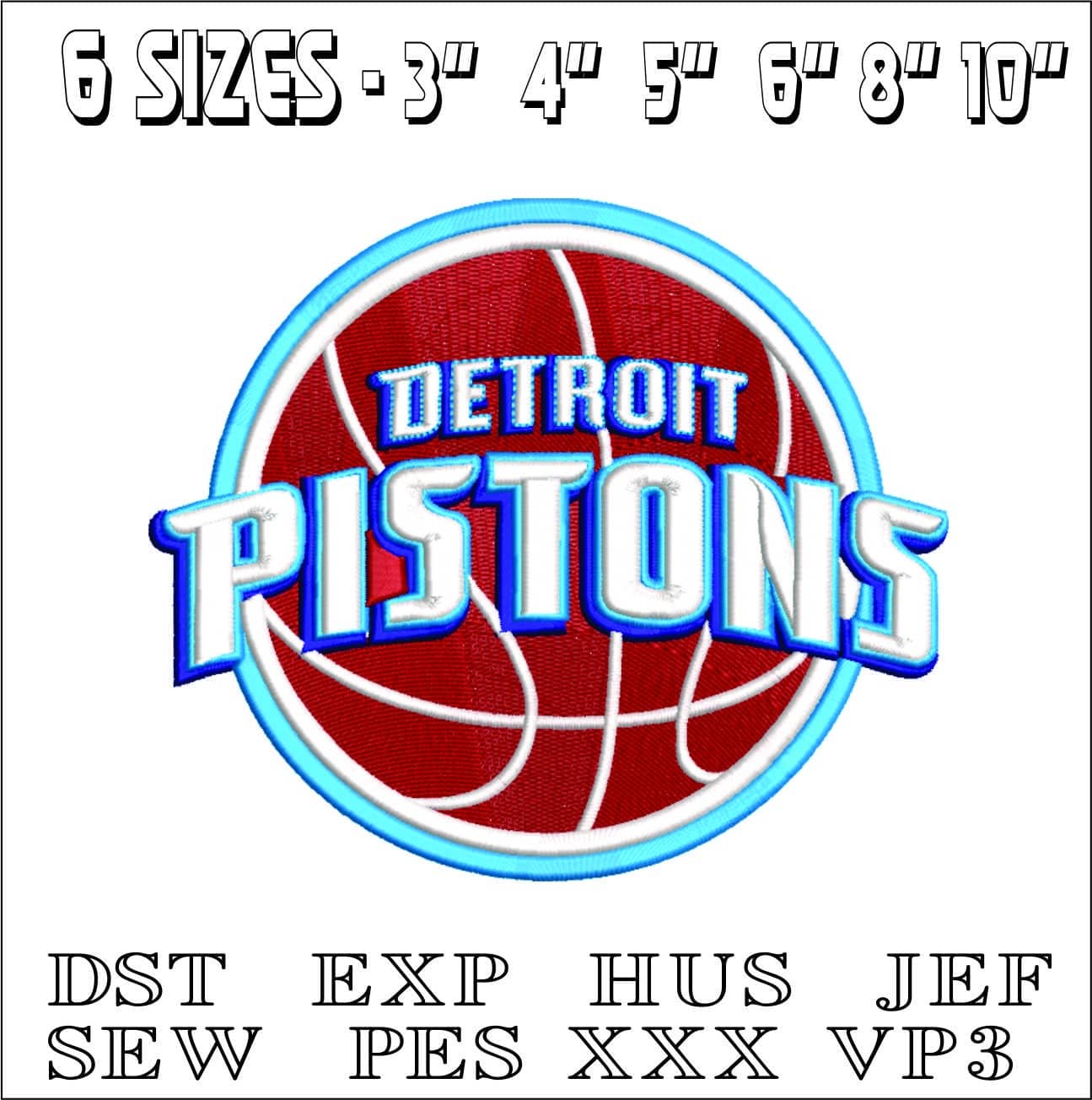 Detriot Pistons Logo- Elegant embroidery design file - instant download — view 2