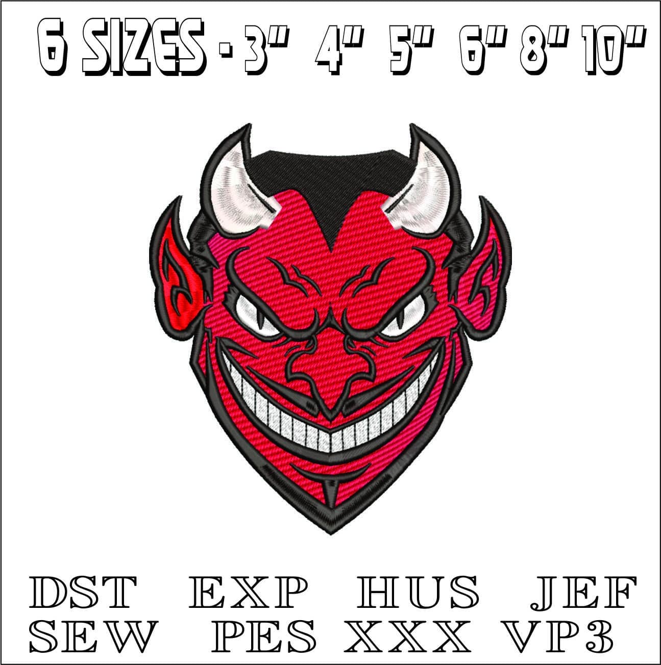 Devil Face- Elegant embroidery design file - instant download — view 2