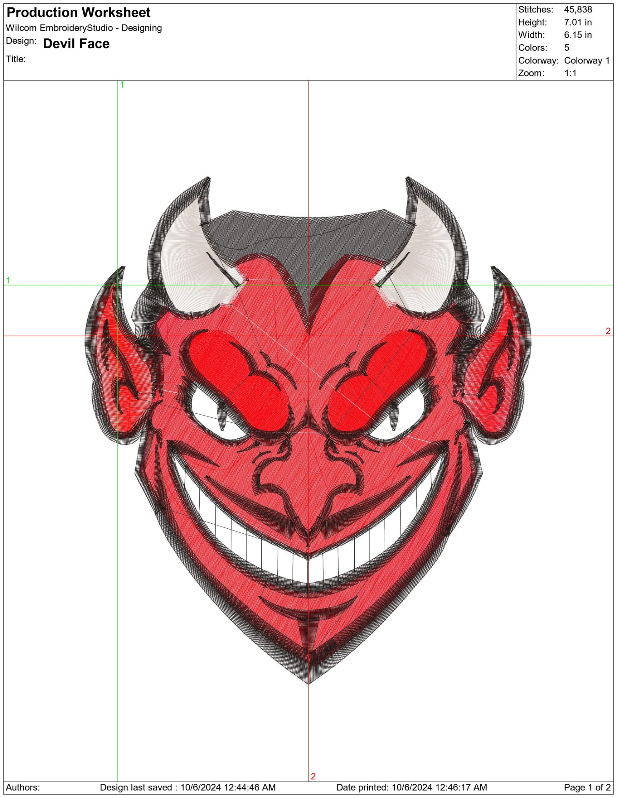 Devil Face- Elegant embroidery design file - instant download — view 4