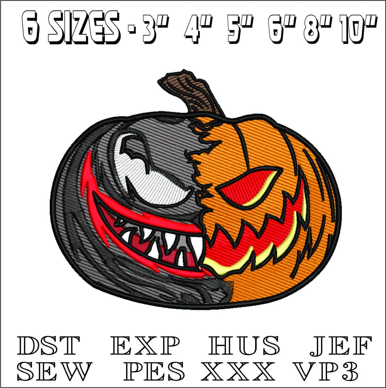 Devil Pumpkin- Elegant embroidery design file - instant download — view 2
