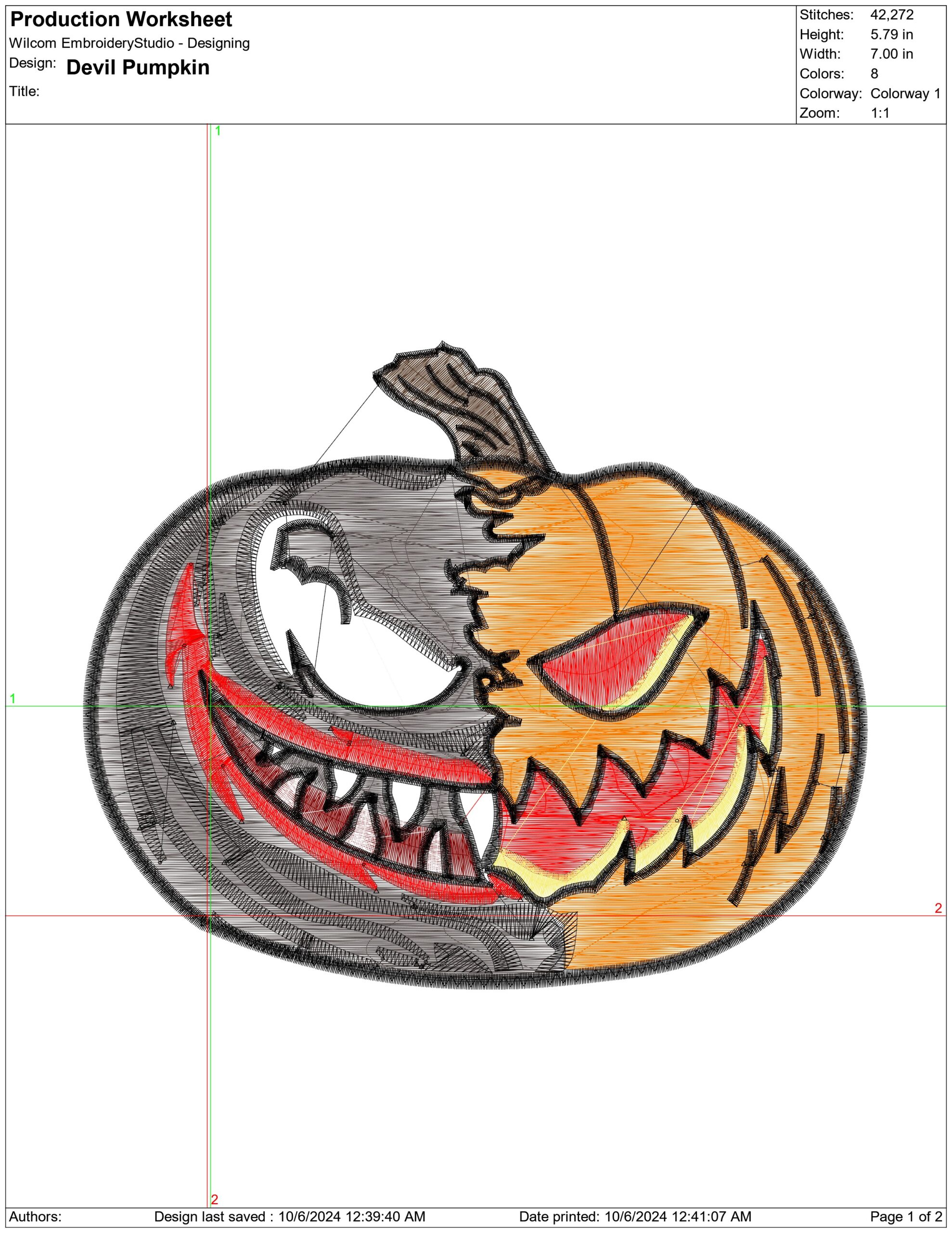 Devil Pumpkin- Elegant embroidery design file - instant download — view 4