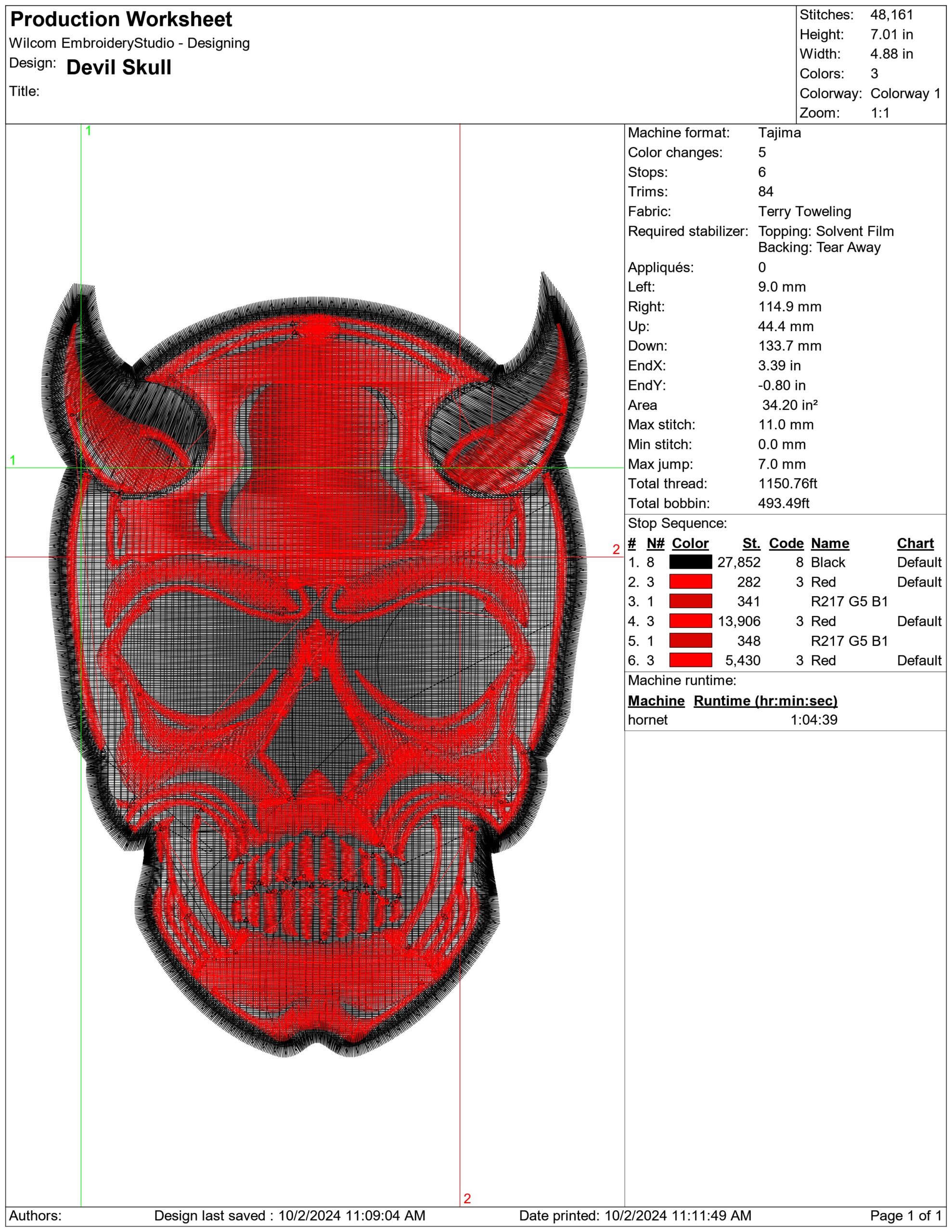 Devil Skull- Elegant embroidery design file - instant download — view 3