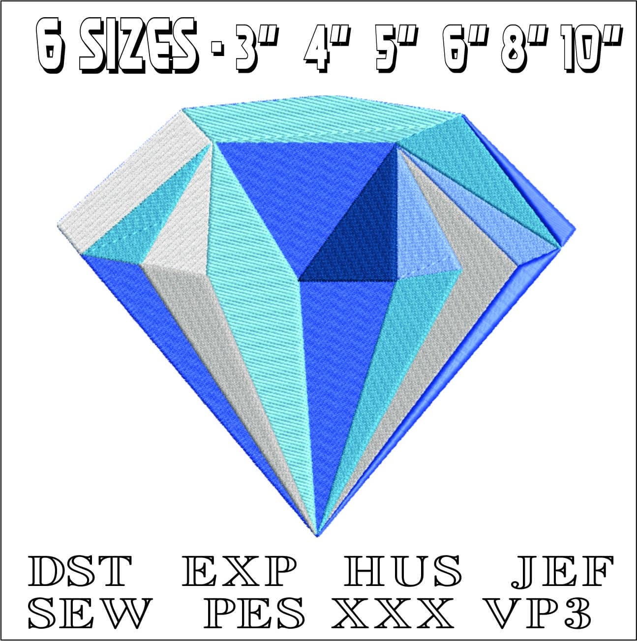 Diamond- Elegant embroidery design file - instant download — view 2