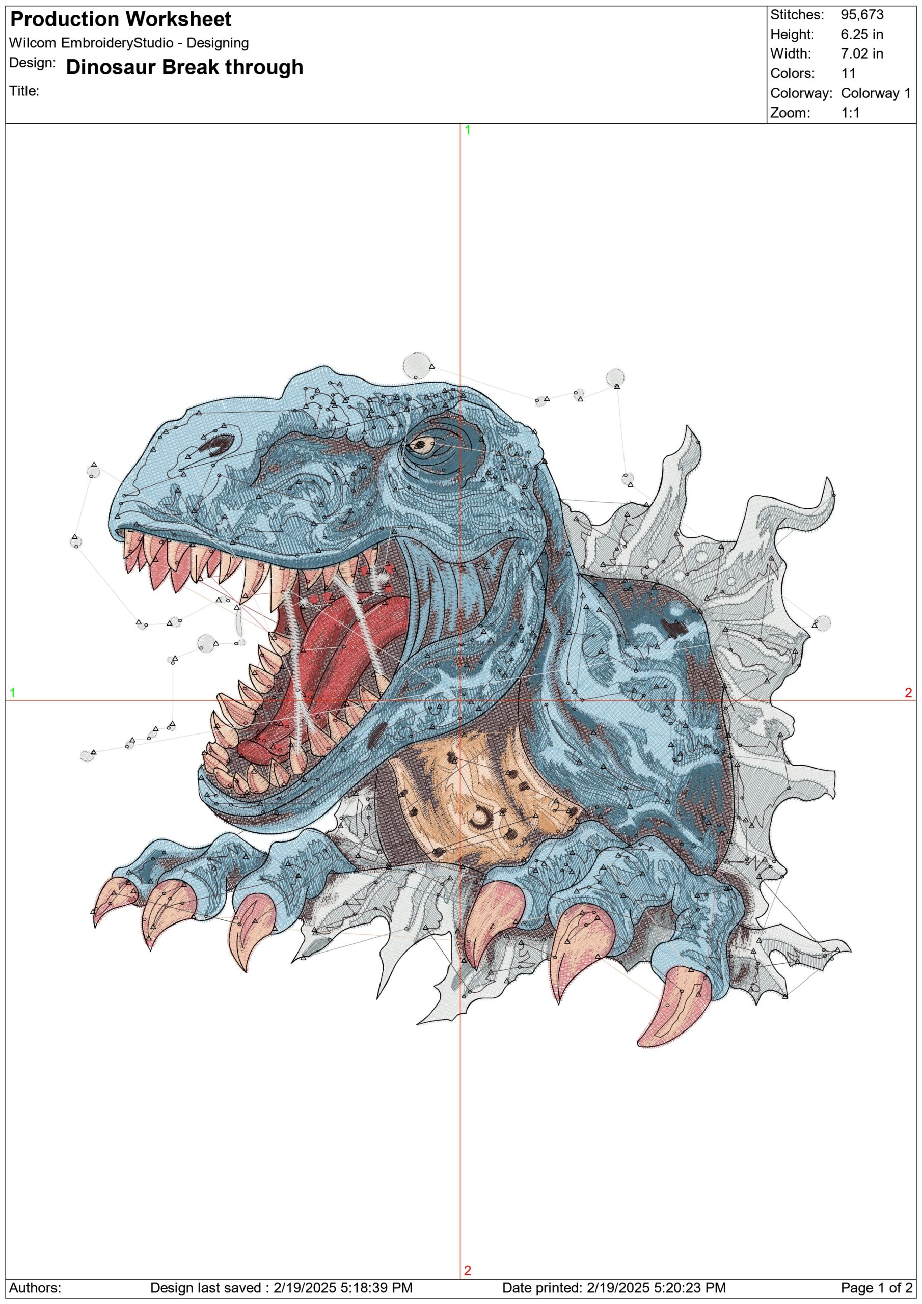 Dinosaur- Elegant embroidery design file - instant download — view 3