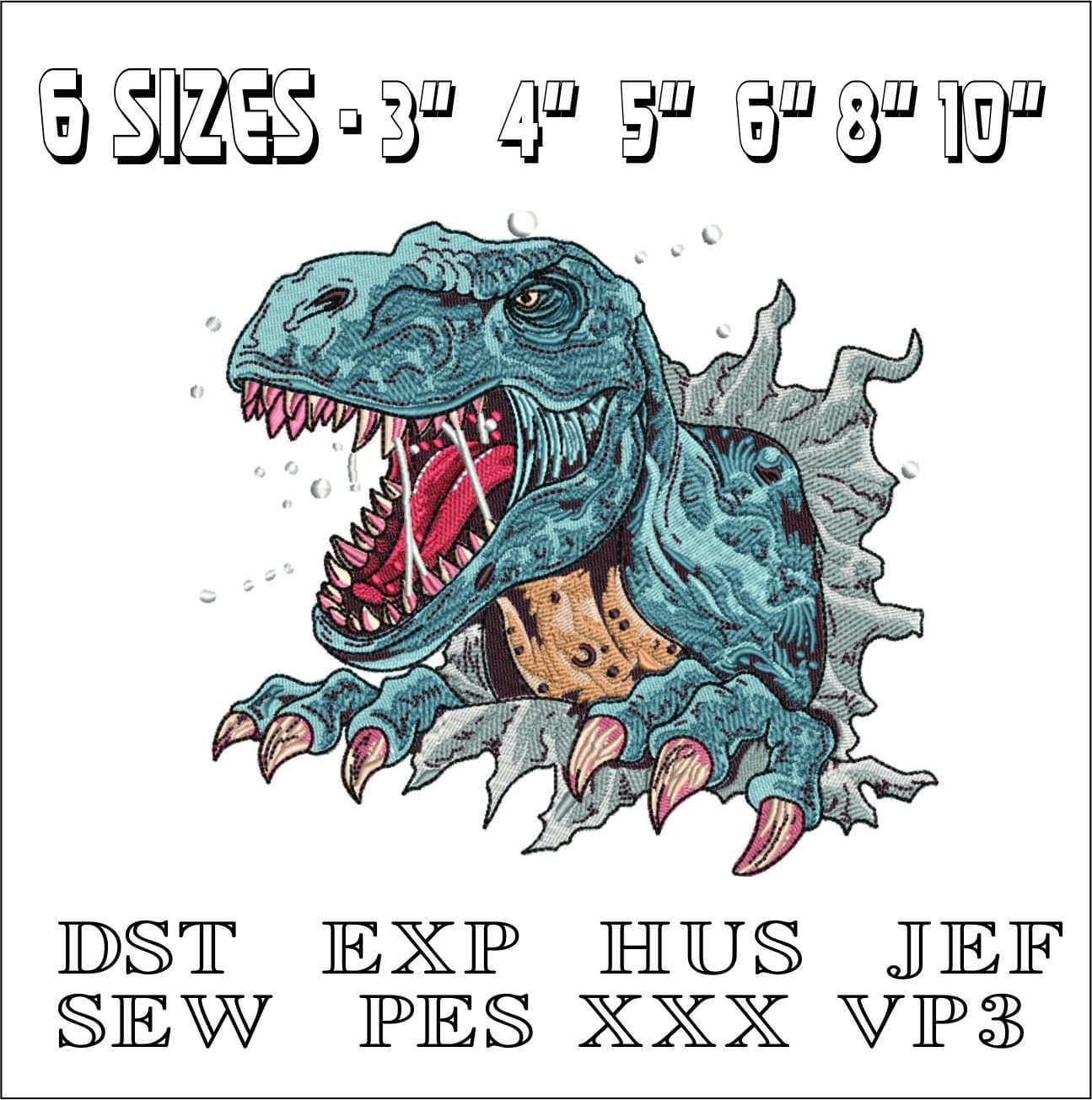 Dinosaur- Elegant embroidery design file - instant download — view 2