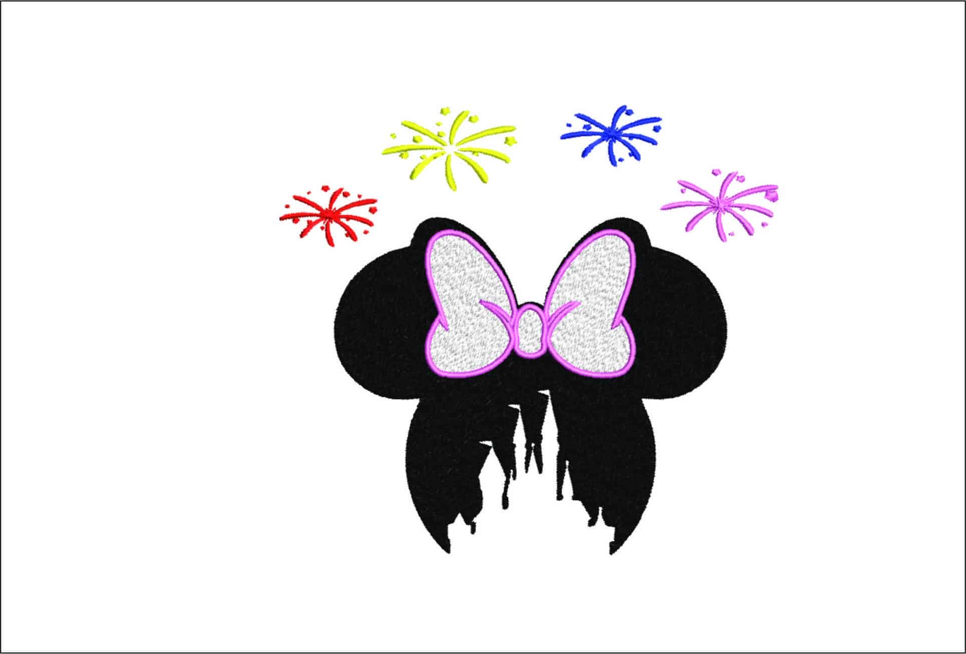 Disney Castle Mickey Mouse Head Fireworks- Elegant embroidery design file - instant download