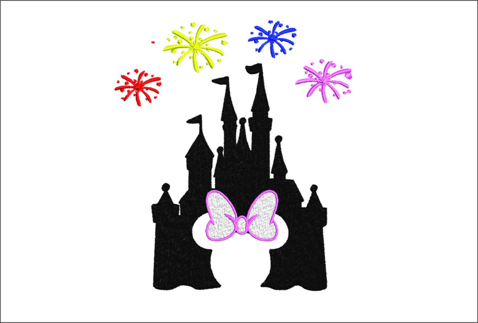 Disney Castle with Fireworks- Elegant embroidery design file - instant download