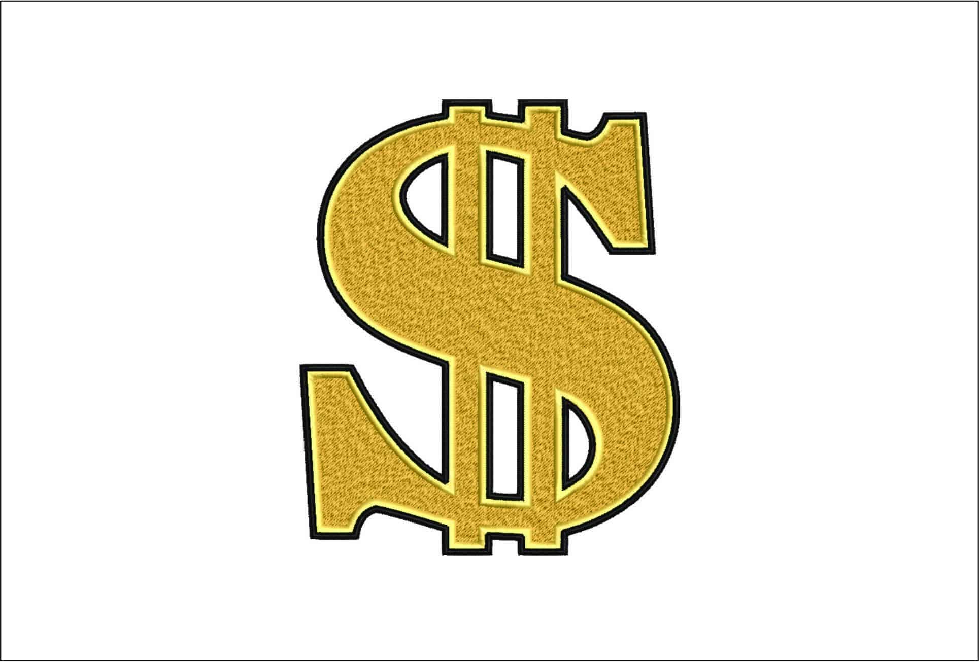 Dollar Sign- Elegant embroidery design file - instant download