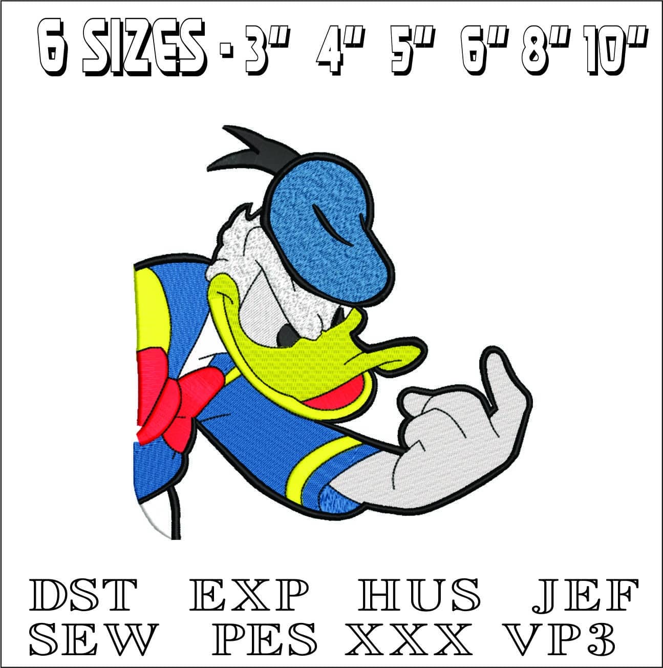 Donald Duck- Elegant embroidery design file - instant download — view 2