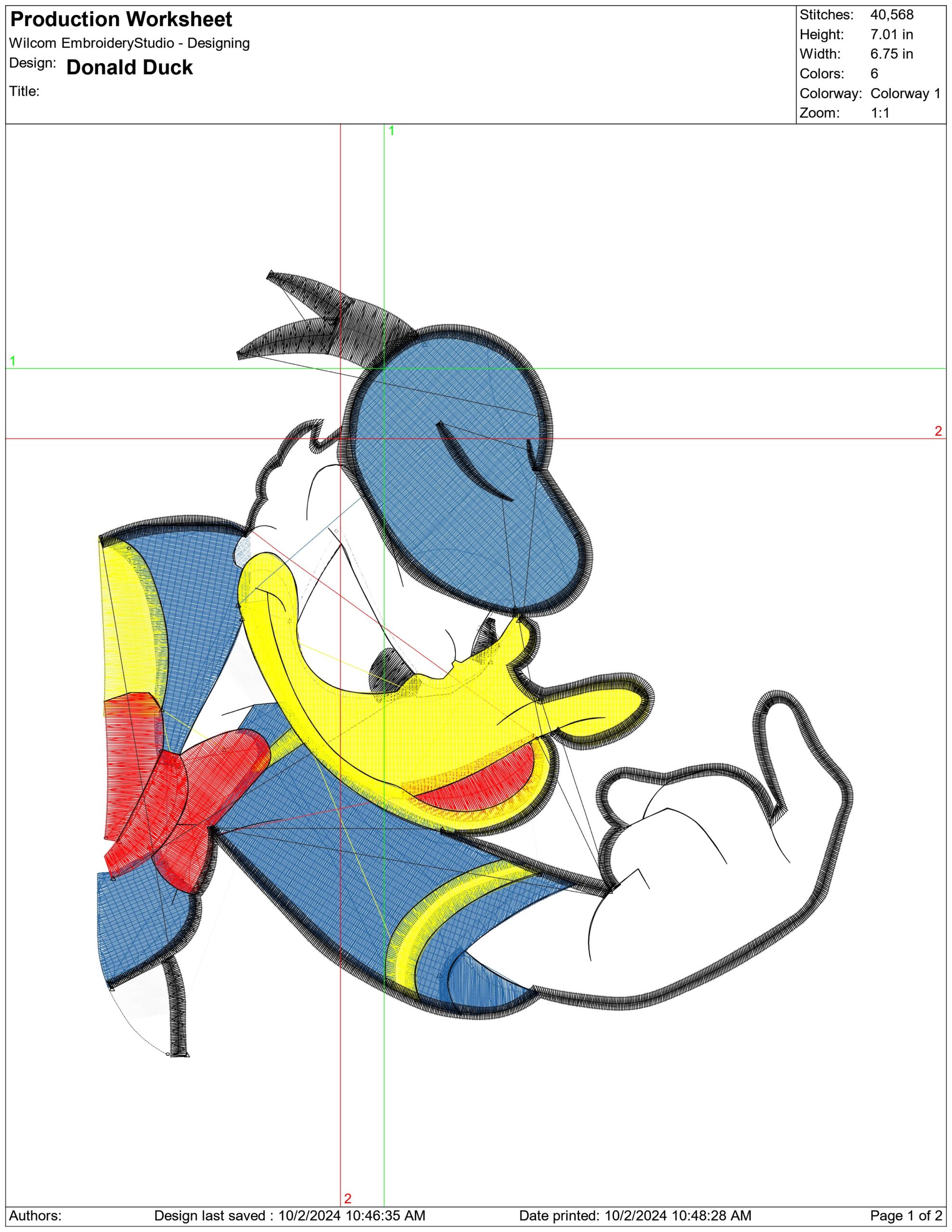 Donald Duck- Elegant embroidery design file - instant download — view 4