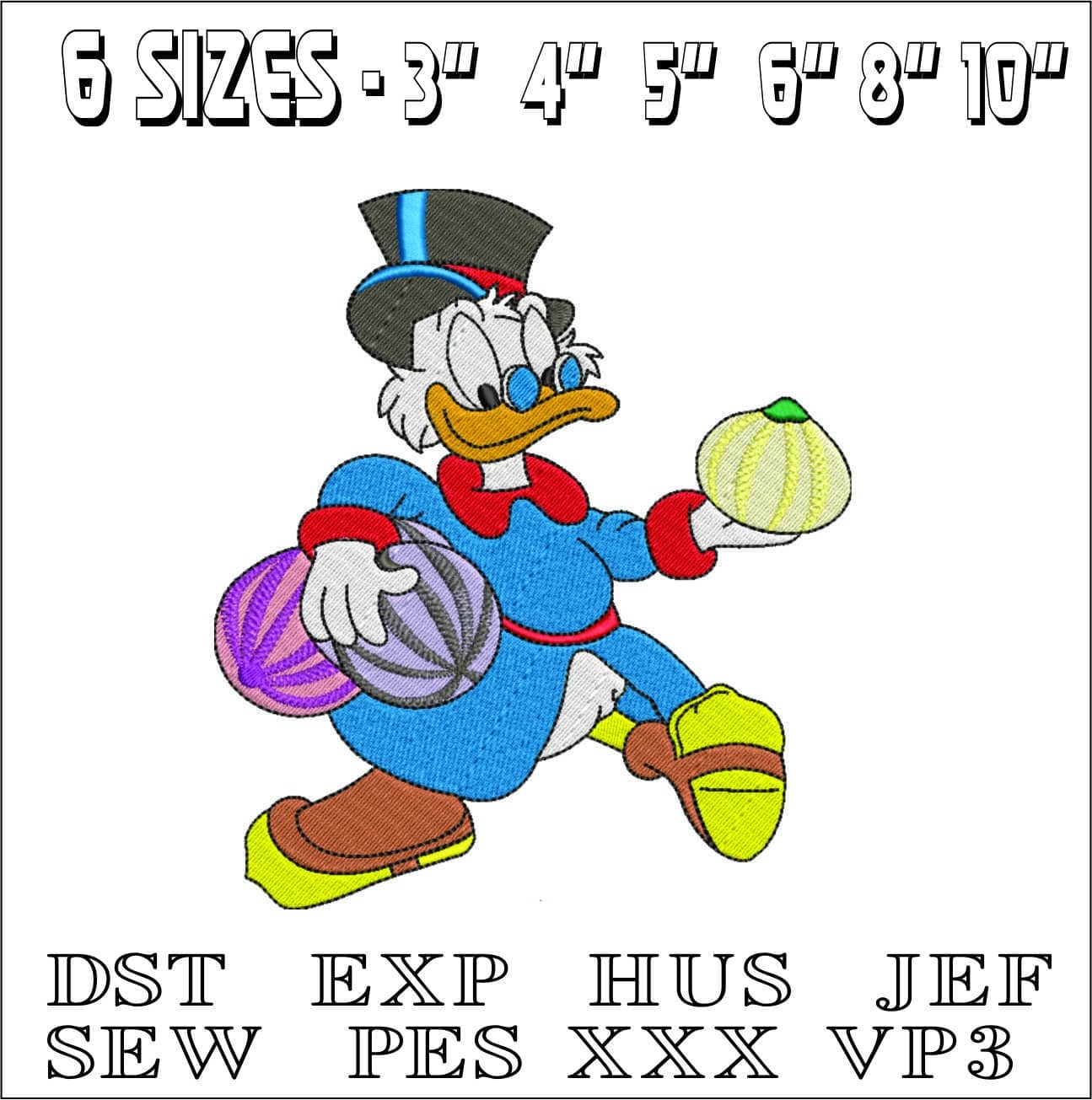 Donald Duck Money Bags- Elegant embroidery design file - instant download — view 2