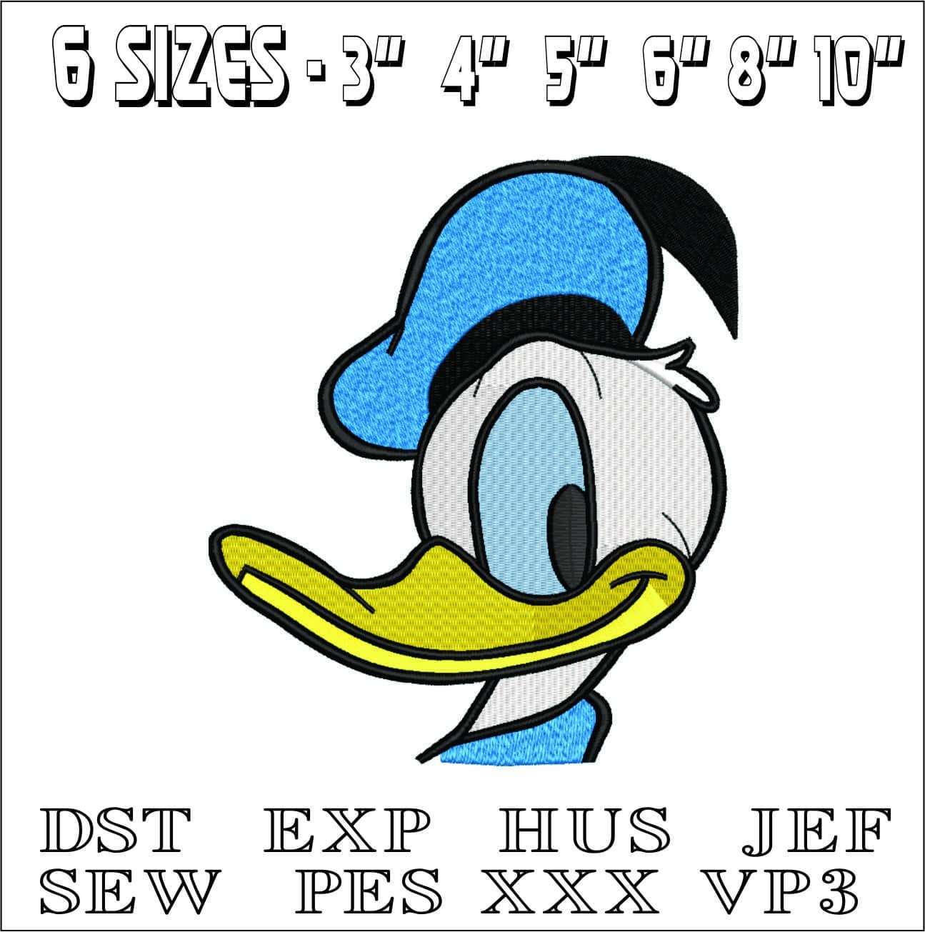 Donald Duck Smile- Elegant embroidery design file - instant download — view 2