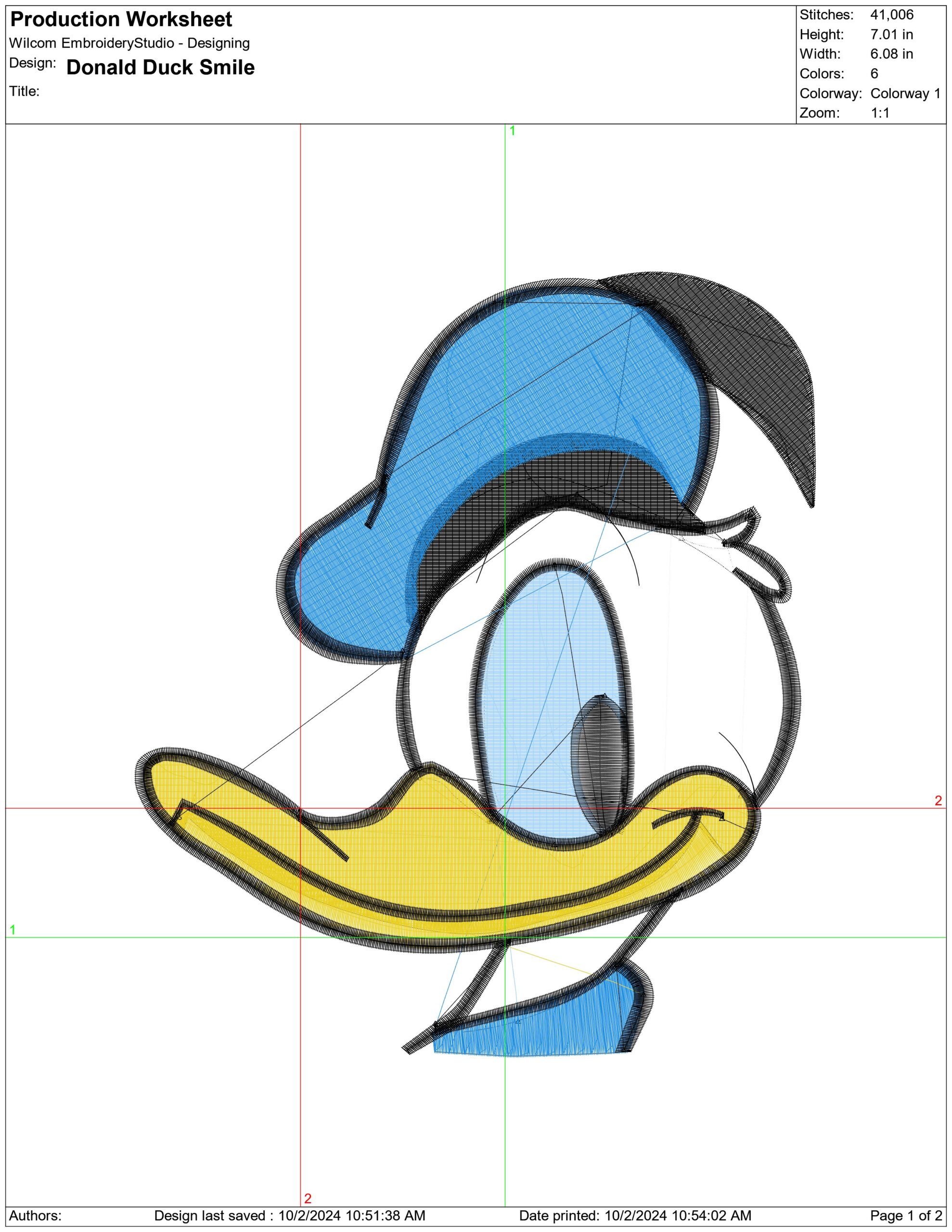 Donald Duck Smile- Elegant embroidery design file - instant download — view 4