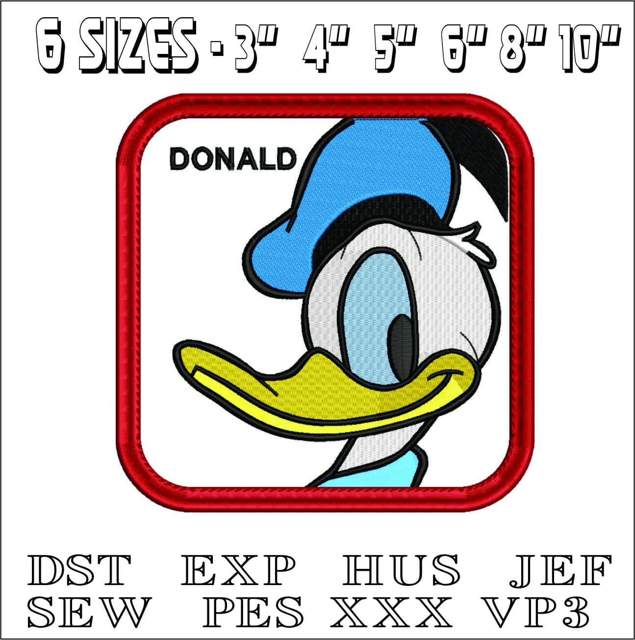 Donald Duck Smile Frame- Elegant embroidery design file - instant download — view 2