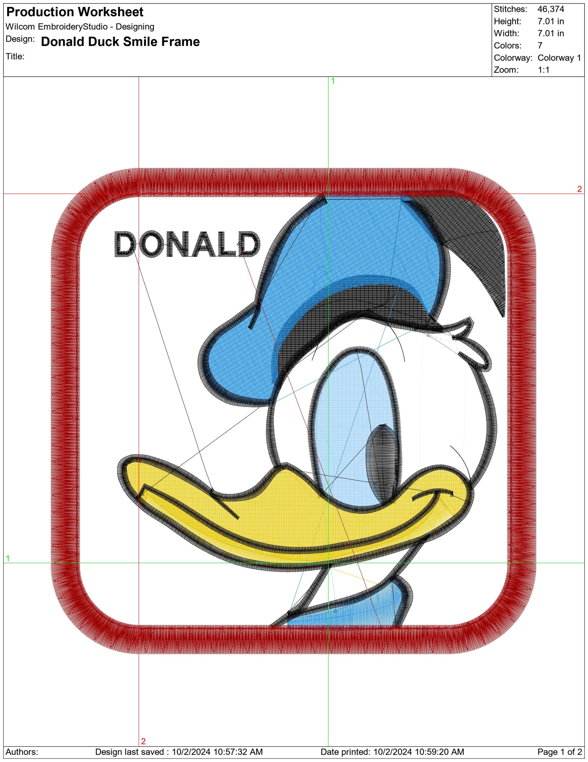 Donald Duck Smile Frame- Elegant embroidery design file - instant download — view 4
