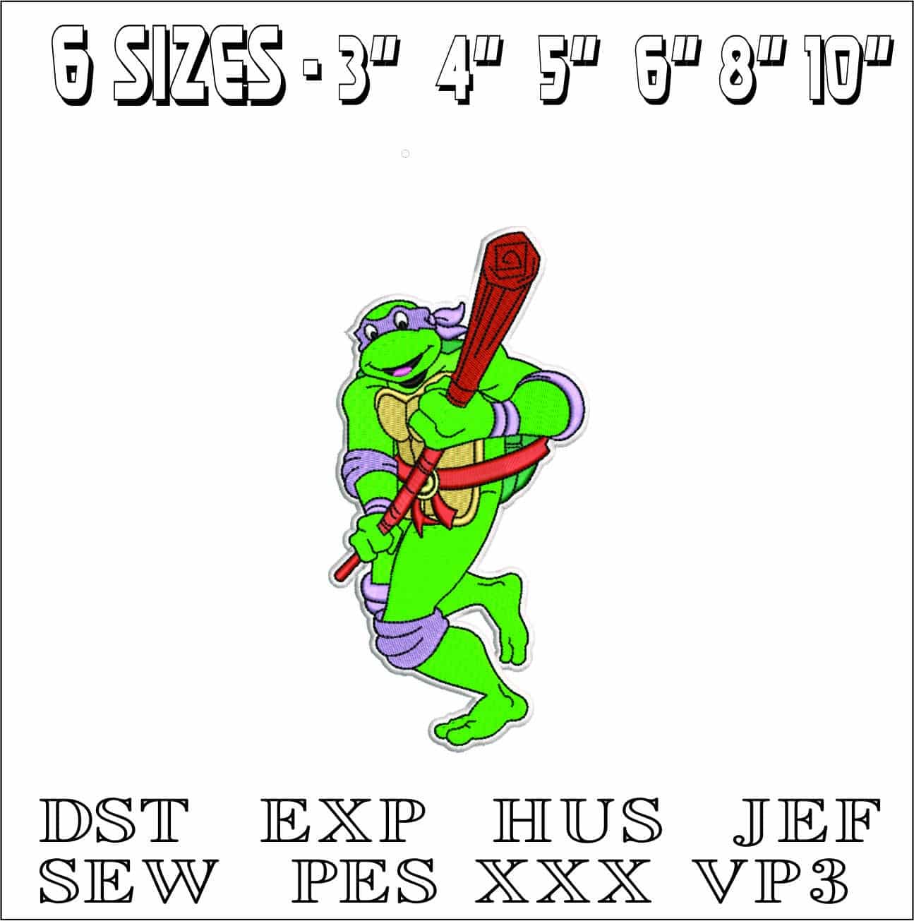 Donatello Ninja Turtle- Elegant embroidery design file - instant download — view 2
