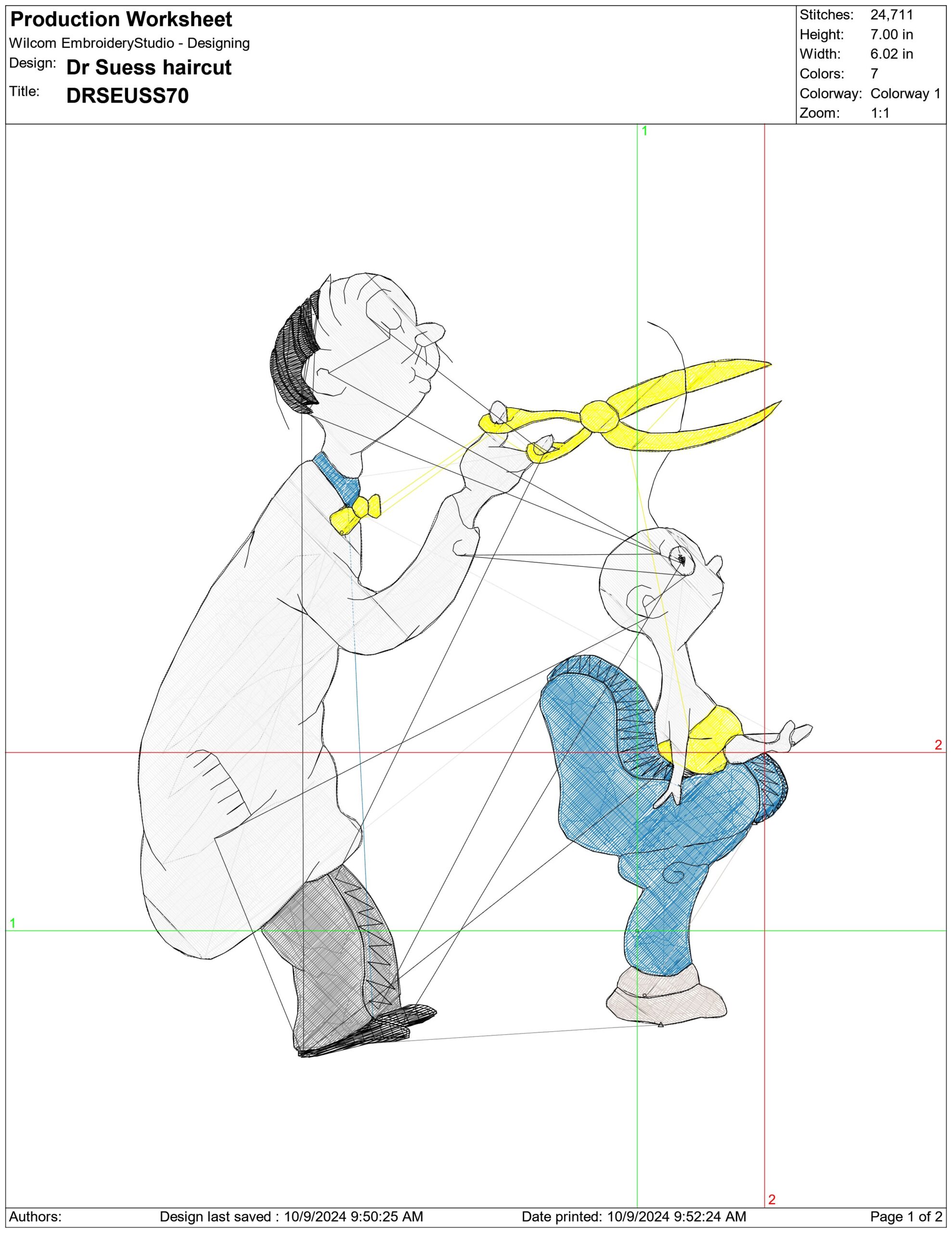 Dr Suess haircut- Elegant embroidery design file - instant download — view 4