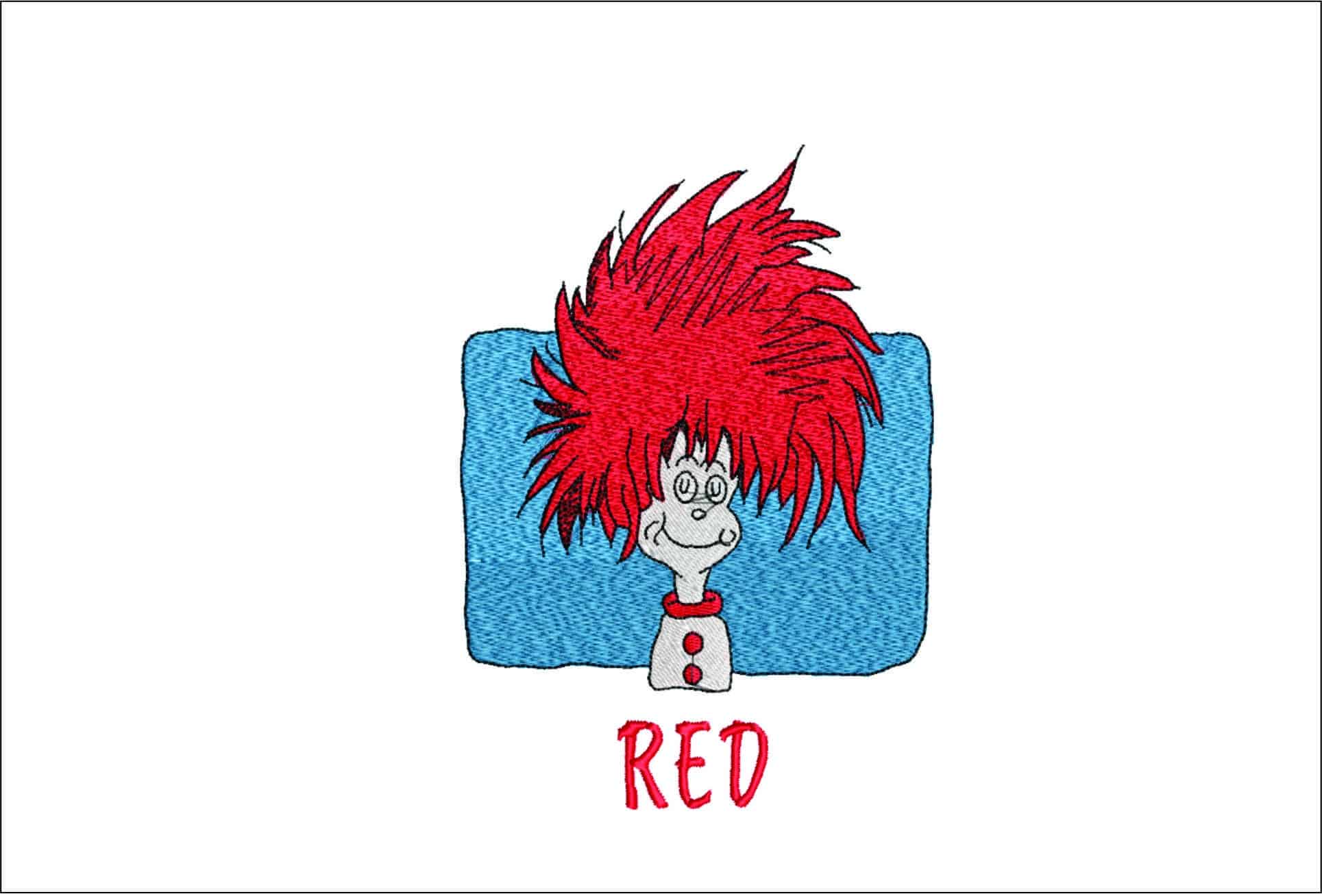 Dr Suess Red Head- Elegant embroidery design file - instant download