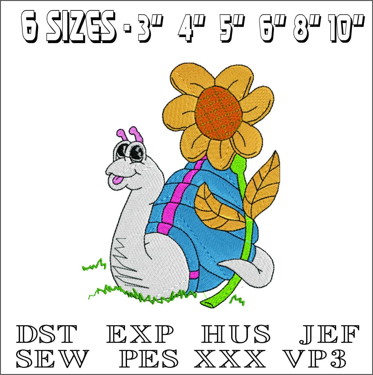 Dr Suess Snail- Elegant embroidery design file - instant download — view 2