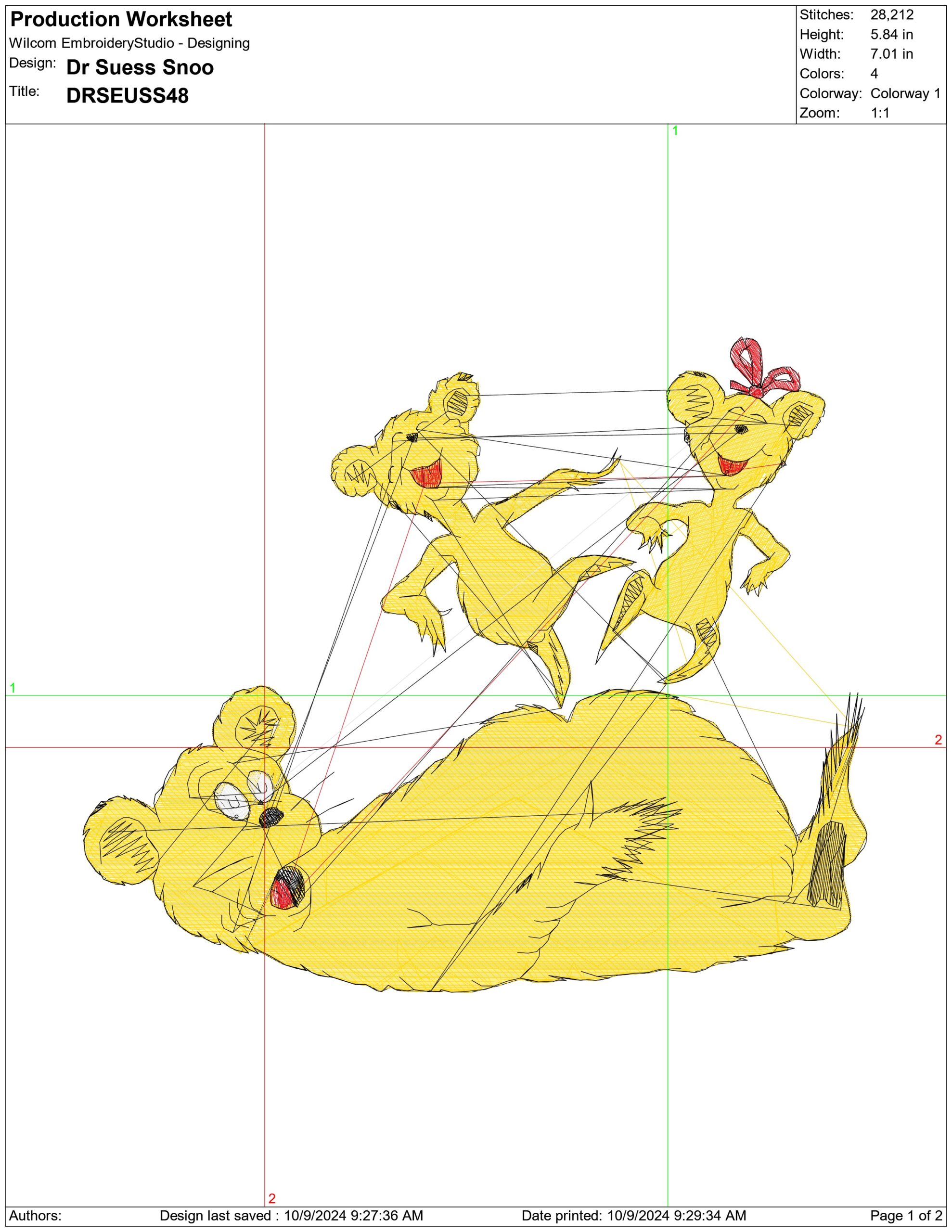 Dr Suess Snoo- Elegant embroidery design file - instant download — view 4