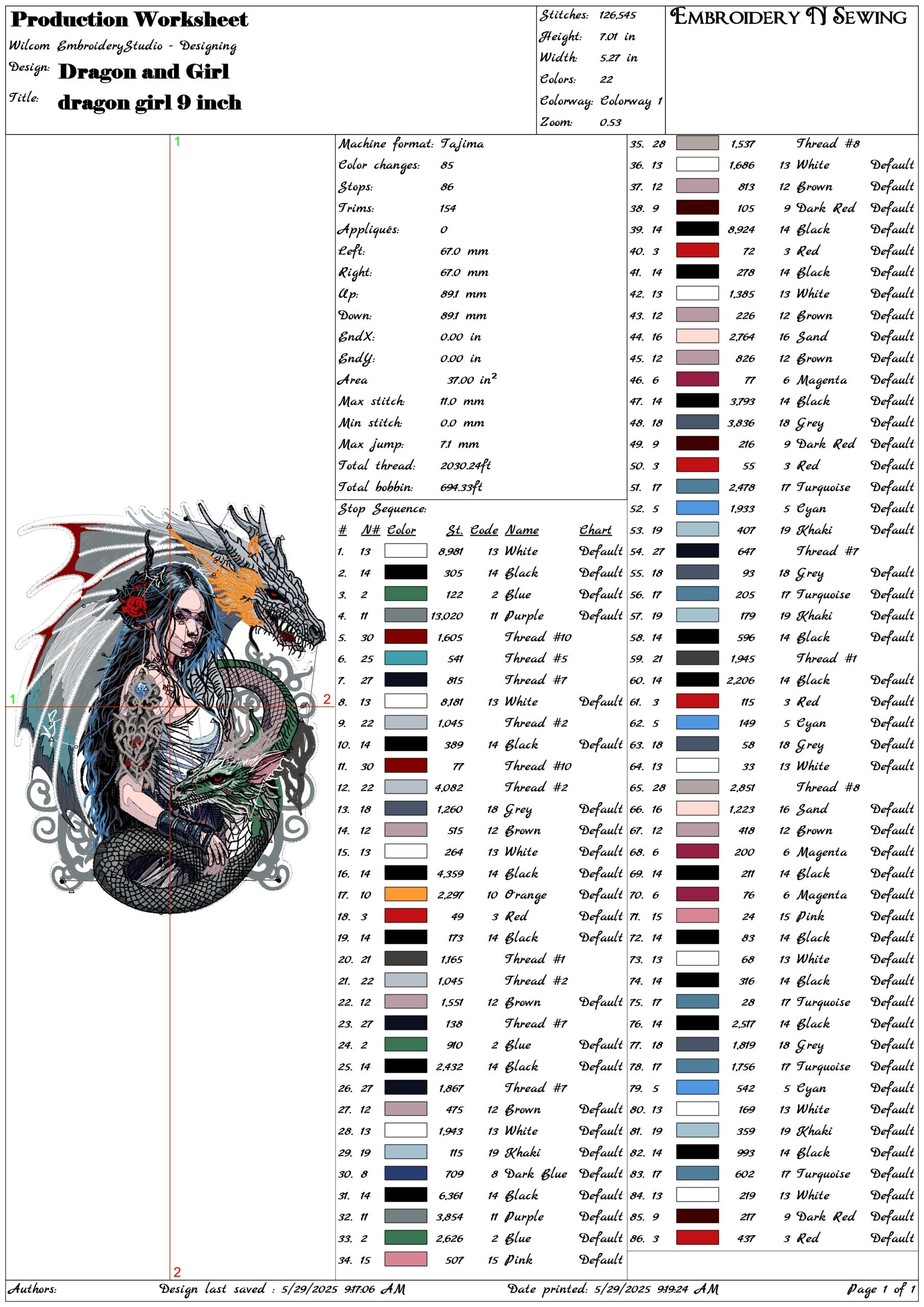 Dragon and Girl- Elegant embroidery design file - instant download — view 3