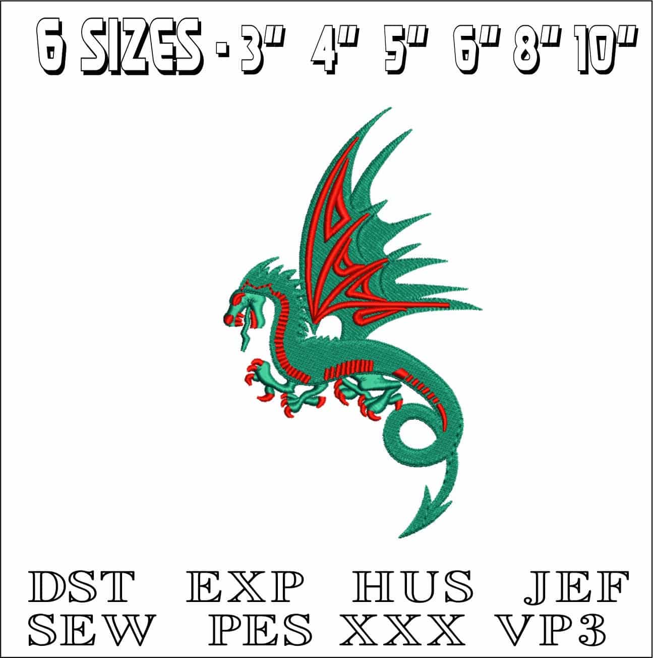 Dragon ready to breathe fire- Elegant embroidery design file - instant download — view 2