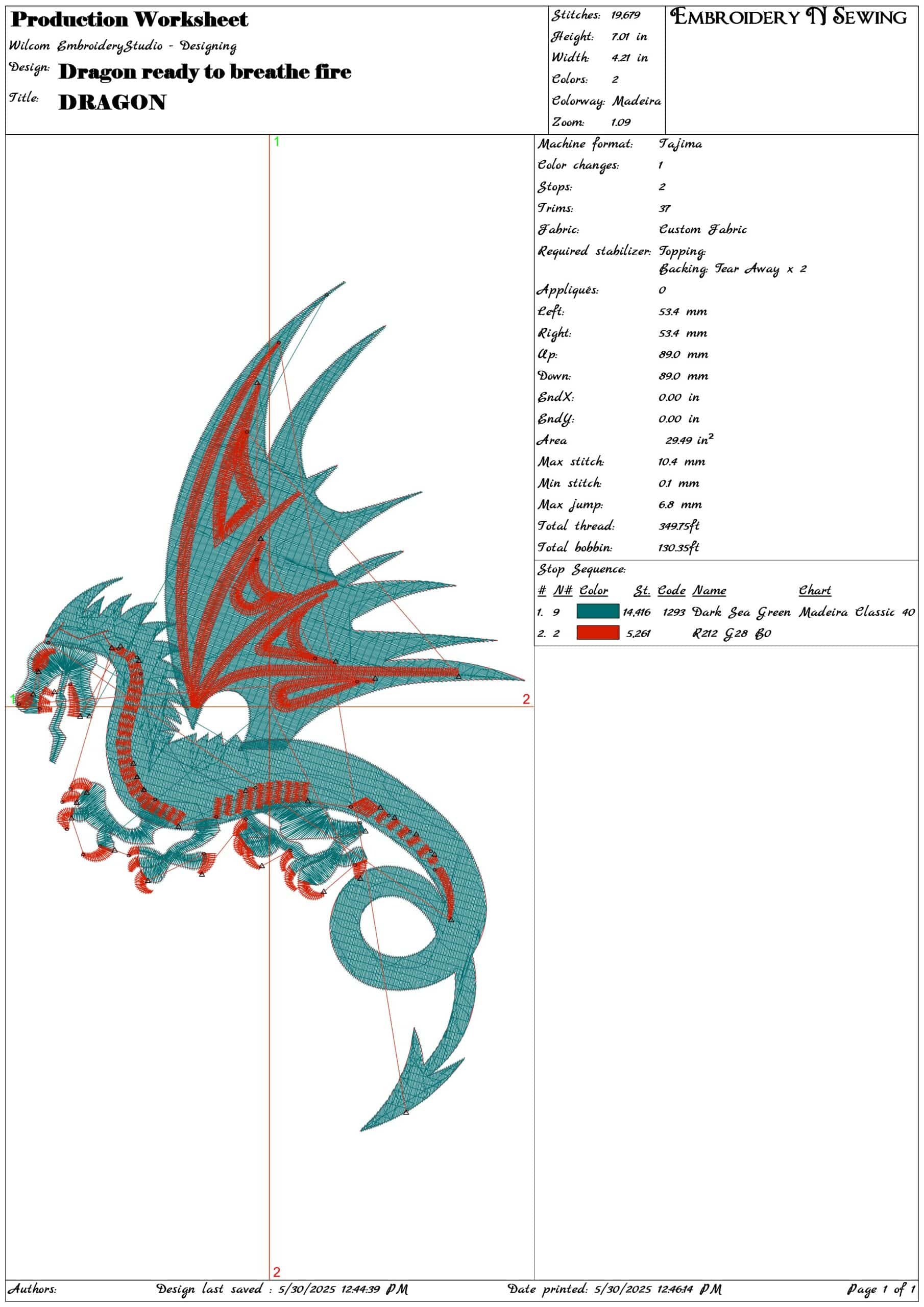 Dragon ready to breathe fire- Elegant embroidery design file - instant download — view 3