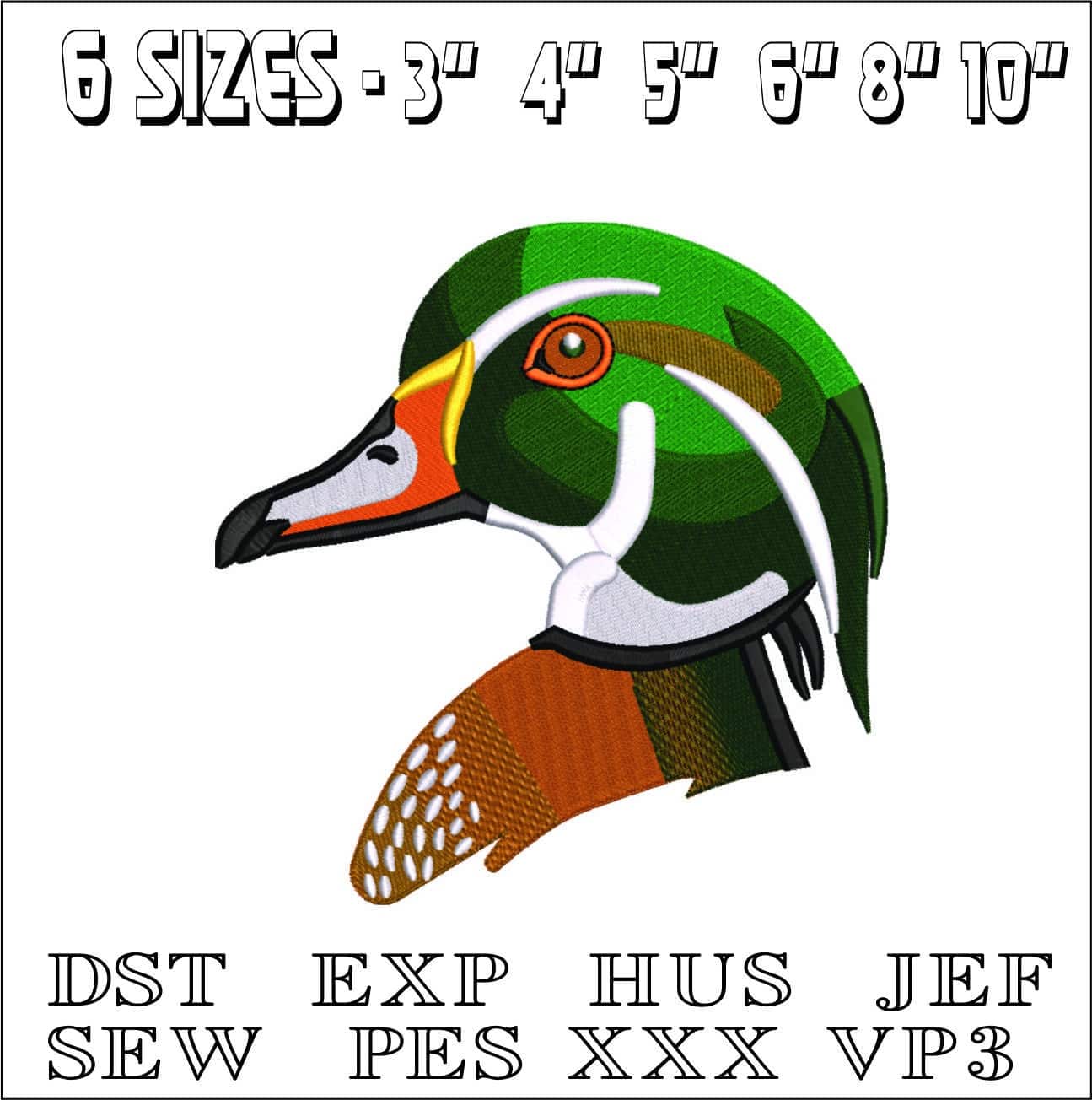 Duck Head- Elegant embroidery design file - instant download — view 2