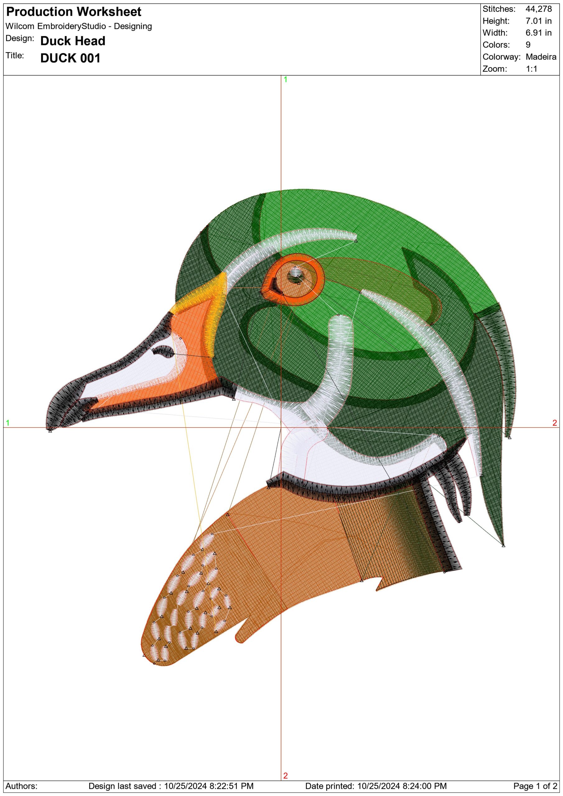 Duck Head- Elegant embroidery design file - instant download — view 4