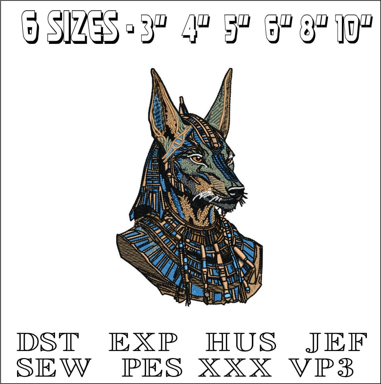 Egyptian Anubis Dog God- Elegant embroidery design file - instant download — view 2