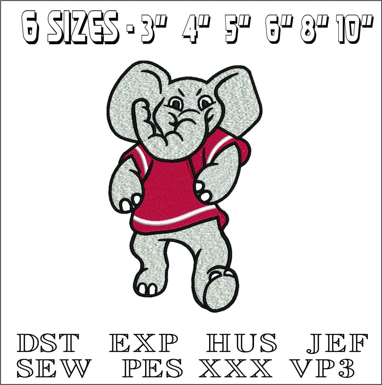 Elephant Mascot- Elegant embroidery design file - instant download — view 2
