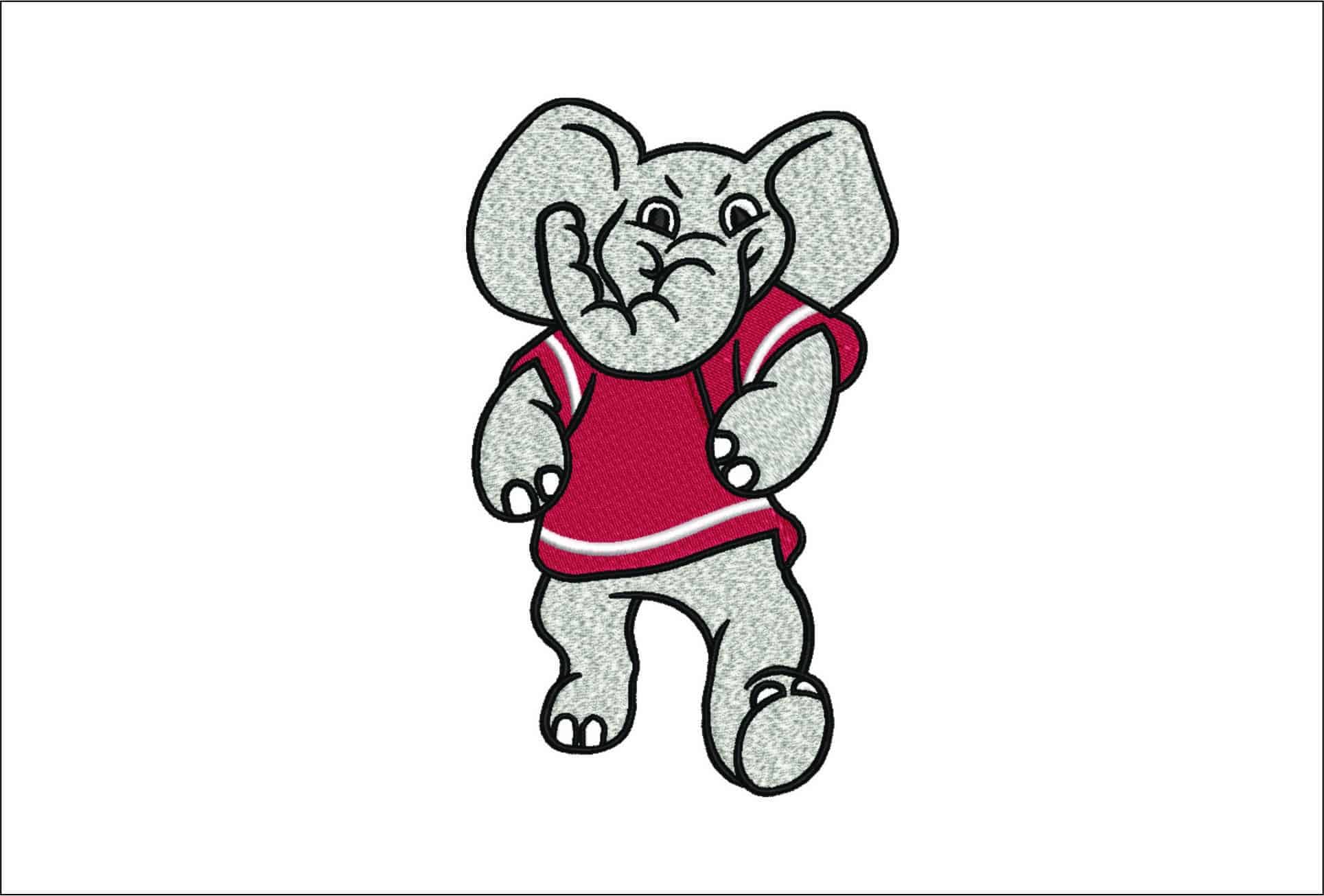 Elephant Mascot- Elegant embroidery design file - instant download