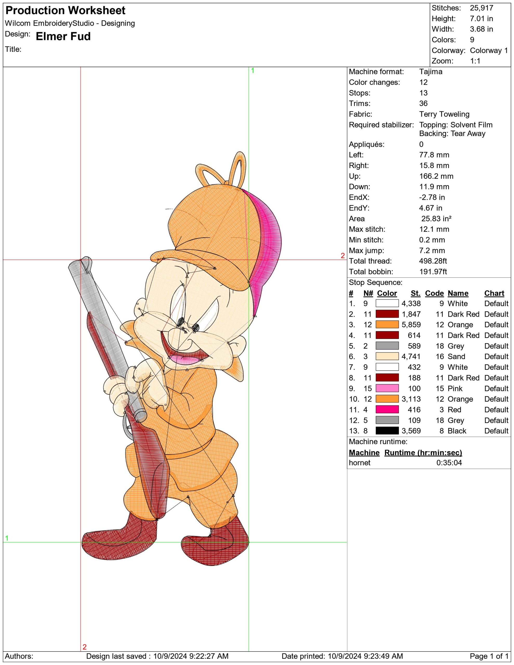 Elmer Fud- Elegant embroidery design file - instant download — view 3