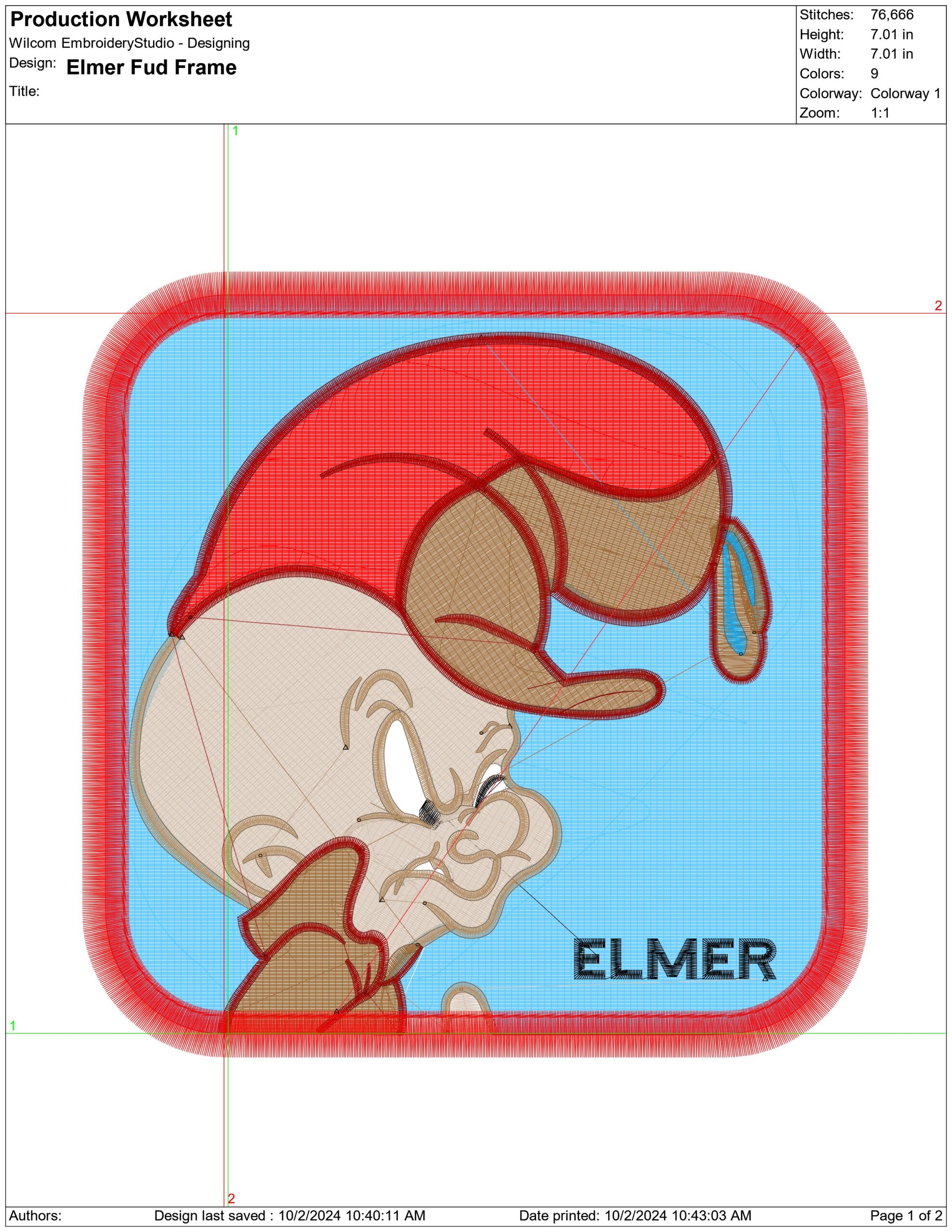 Elmer Fud Frame- Elegant embroidery design file - instant download — view 4